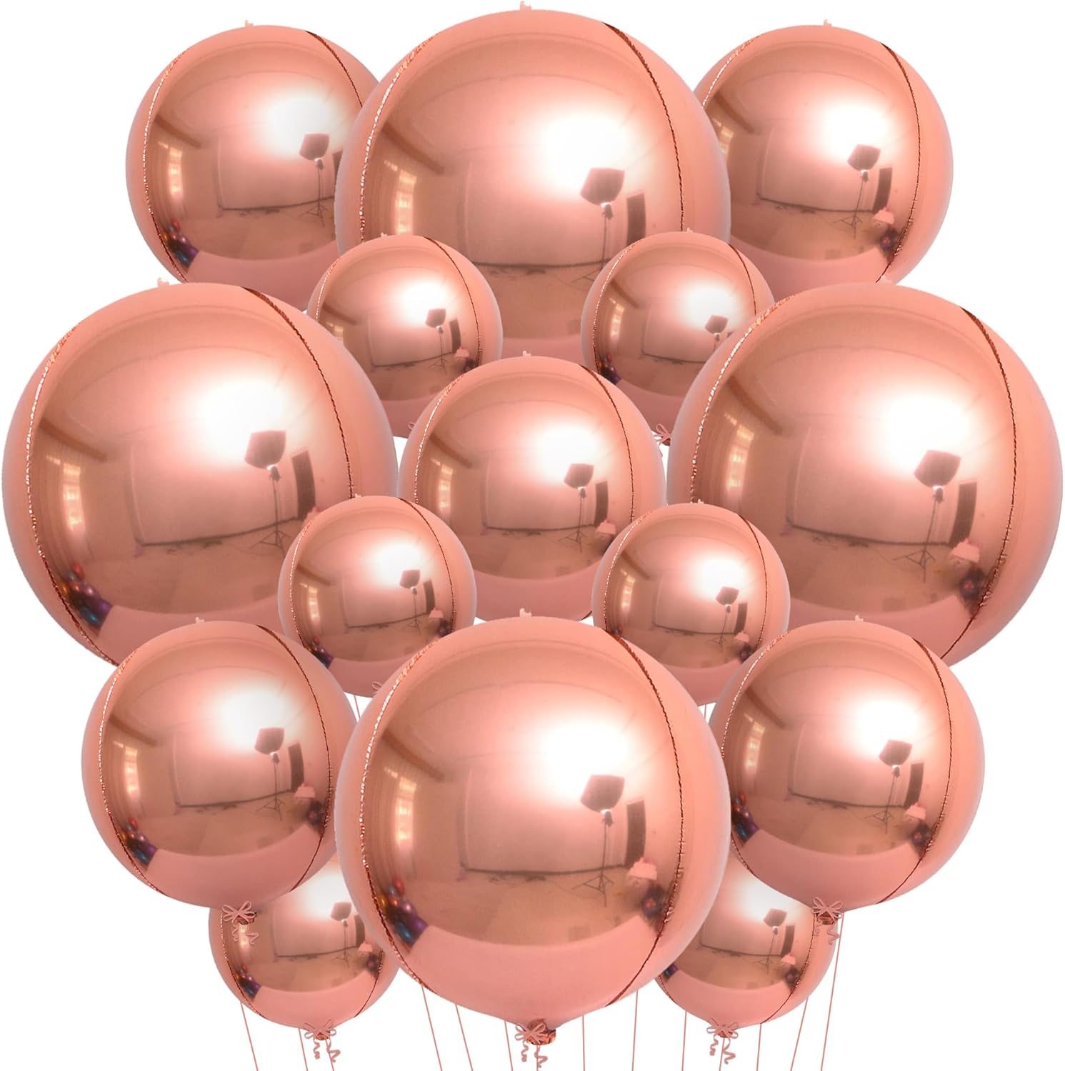KatchOn, Big Rose Gold Balloons - 22 Inch, Pack of 14 | Rose Gold Foil Balloons for Rose Gold Party Decorations |Mylar Balloons