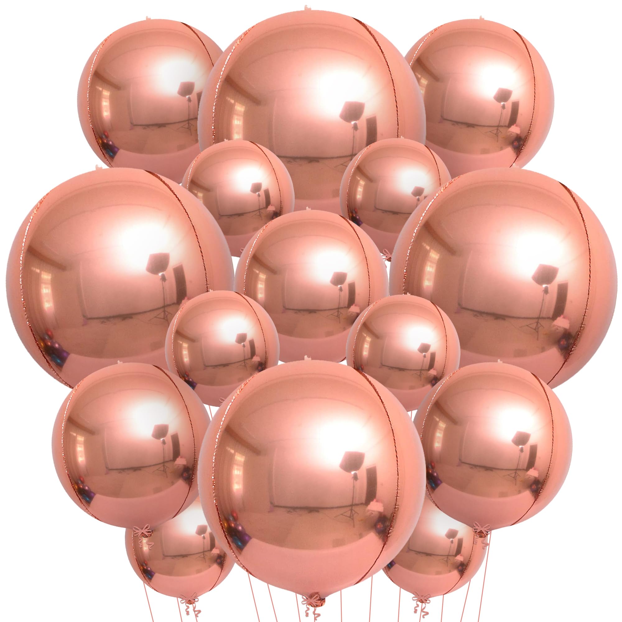 KatchOn, Big Rose Gold Balloons - 22 Inch, Pack of 14 | Rose Gold Foil Balloons for Rose Gold Party Decorations |Mylar Balloons