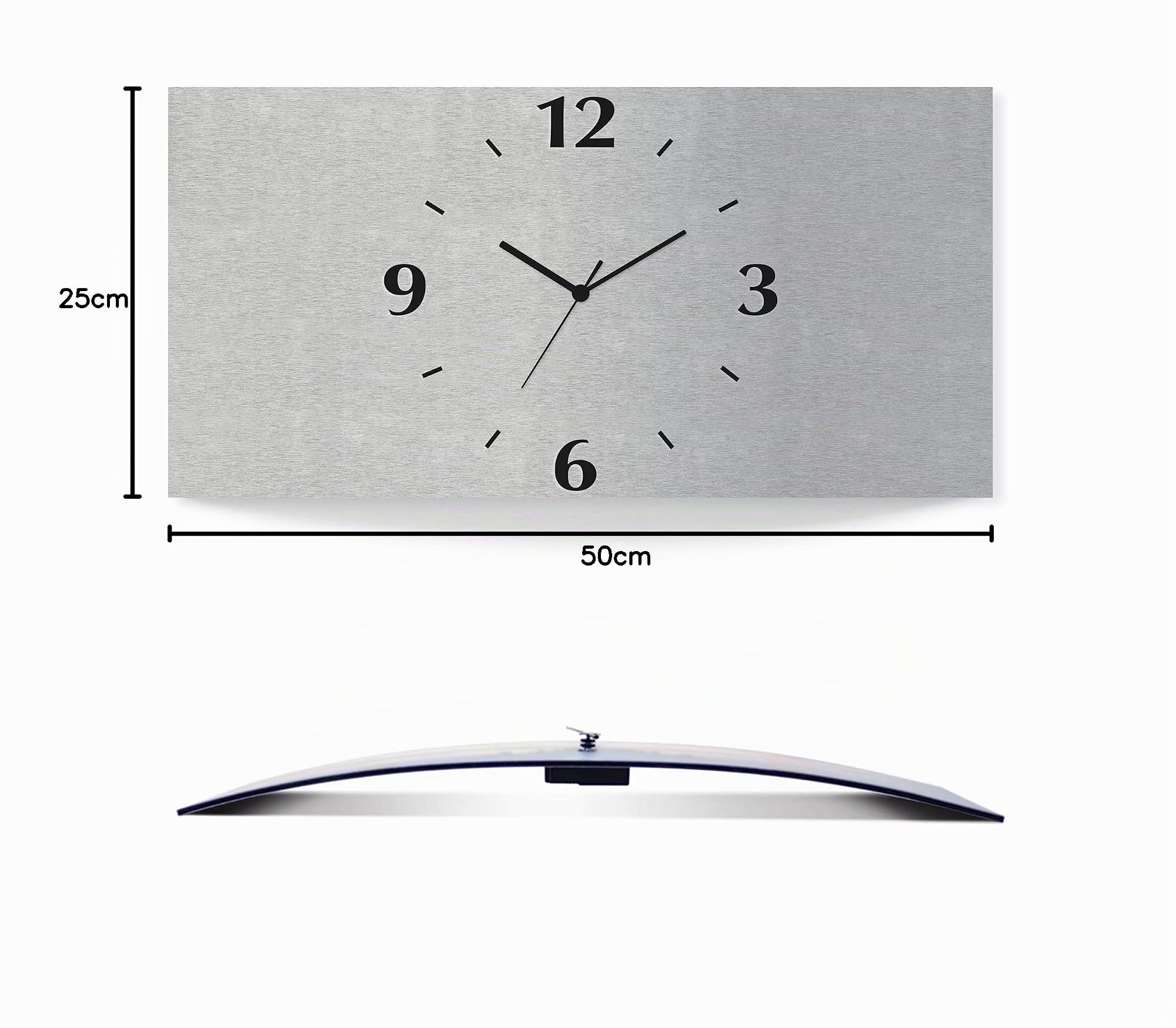 ARTLAND Wanddeko Wanduhr ohne Tickgeräusche Alu Funkuhr 50x25 cm Eckig Lautlos 3D Design Schlichtes Design Modern S7KZ