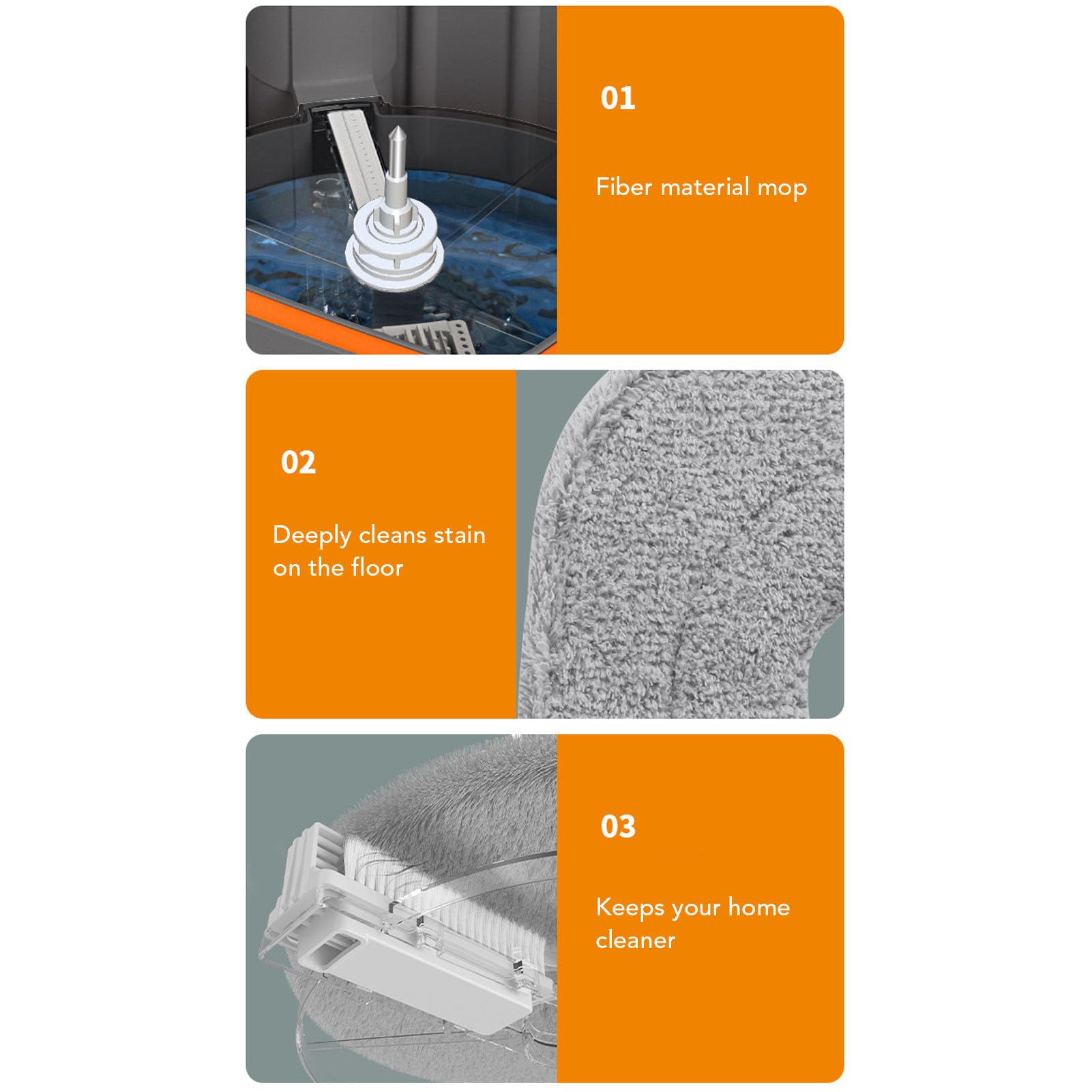 Cubo Fregona Giratorio 360 Grados con Escurridor Automático Separación Agua Limpia y Sucia Juego Cubo Fregona para Suelos de Madera Mármol Azulejos para Hogares, Cocinas, Baños, Oficinas