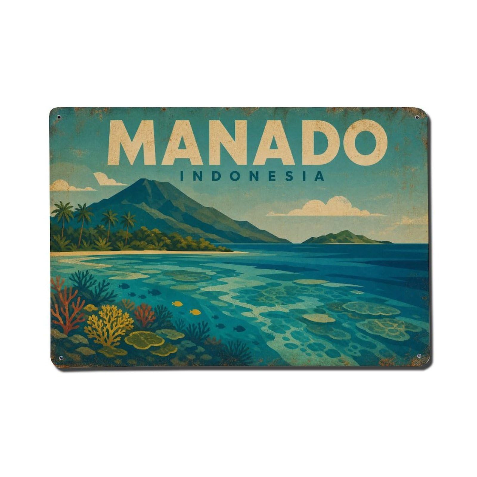 Metal Tin Sign Vintage Travel Indonesia Manado