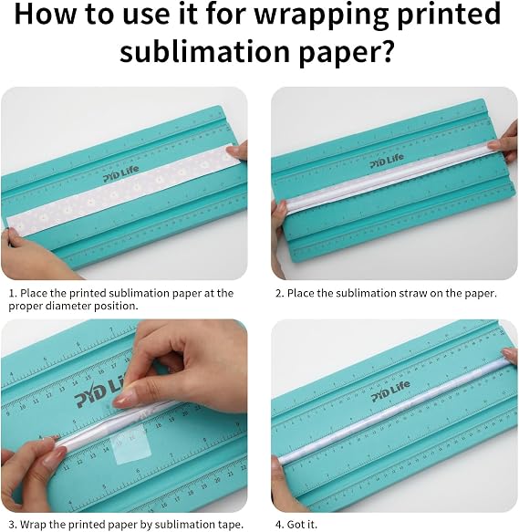 PYD Life Sublimation Pens Straws Wrapping Measuring Tools Sublimation Accessories Mint Green Foam Holding with Inch/CM Scale for 0.3 0.4 0.5 Three Diameters