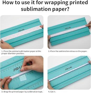 PYD Life Sublimation Pens Straws Wrapping Measuring Tools Sublimation Accessories Mint Green Foam Holding with Inch/CM Scale for 0.3 0.4 0.5 Three Diameters