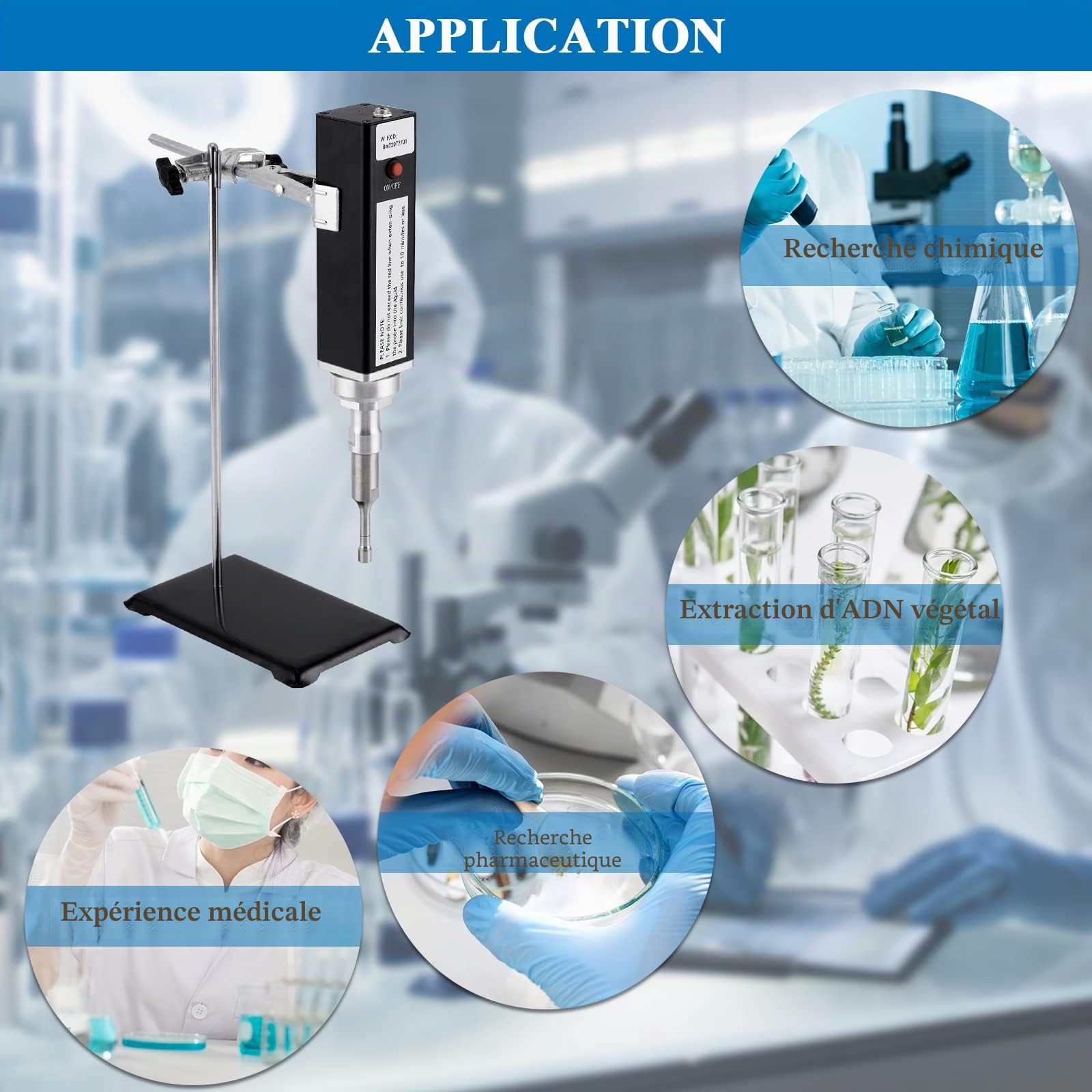 MXBAOHENG Homogénéisateur Ultrasonique Processeur Homogénéisateur à ultrasons Homogénéisateur de laboratoire pour l'extraction cellulaire, l'homogénéisation et la dispersion (500W 10mL~500mL)