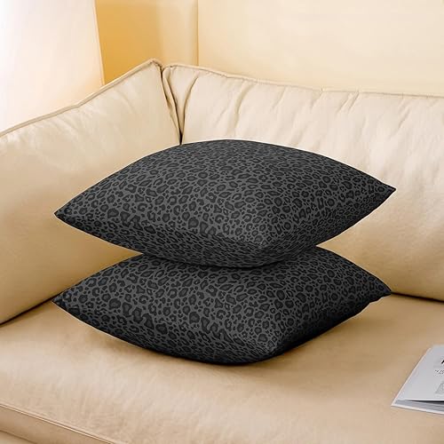 Miniatura 3 de Funda de almohada con estampado de leopardo, funda de almohada negra de piel de animales salvajes, funda de cojín cuadrada suave de 18 x 18