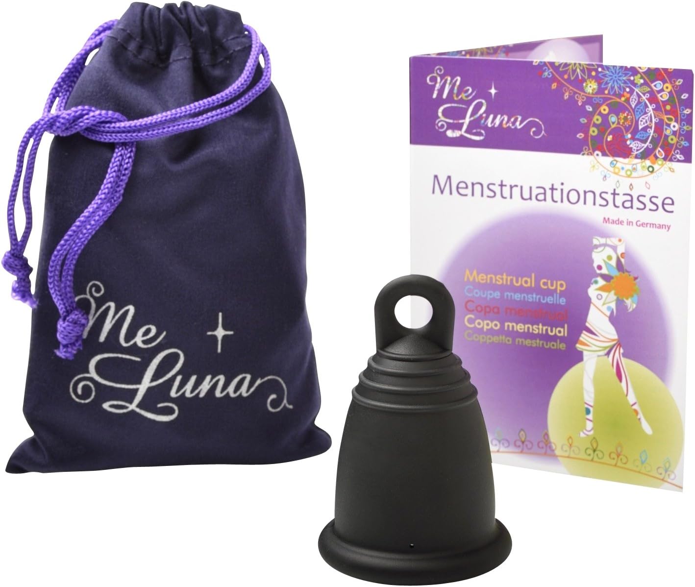Me Luna Menstrual Cup Classic Ring, Black, Size L