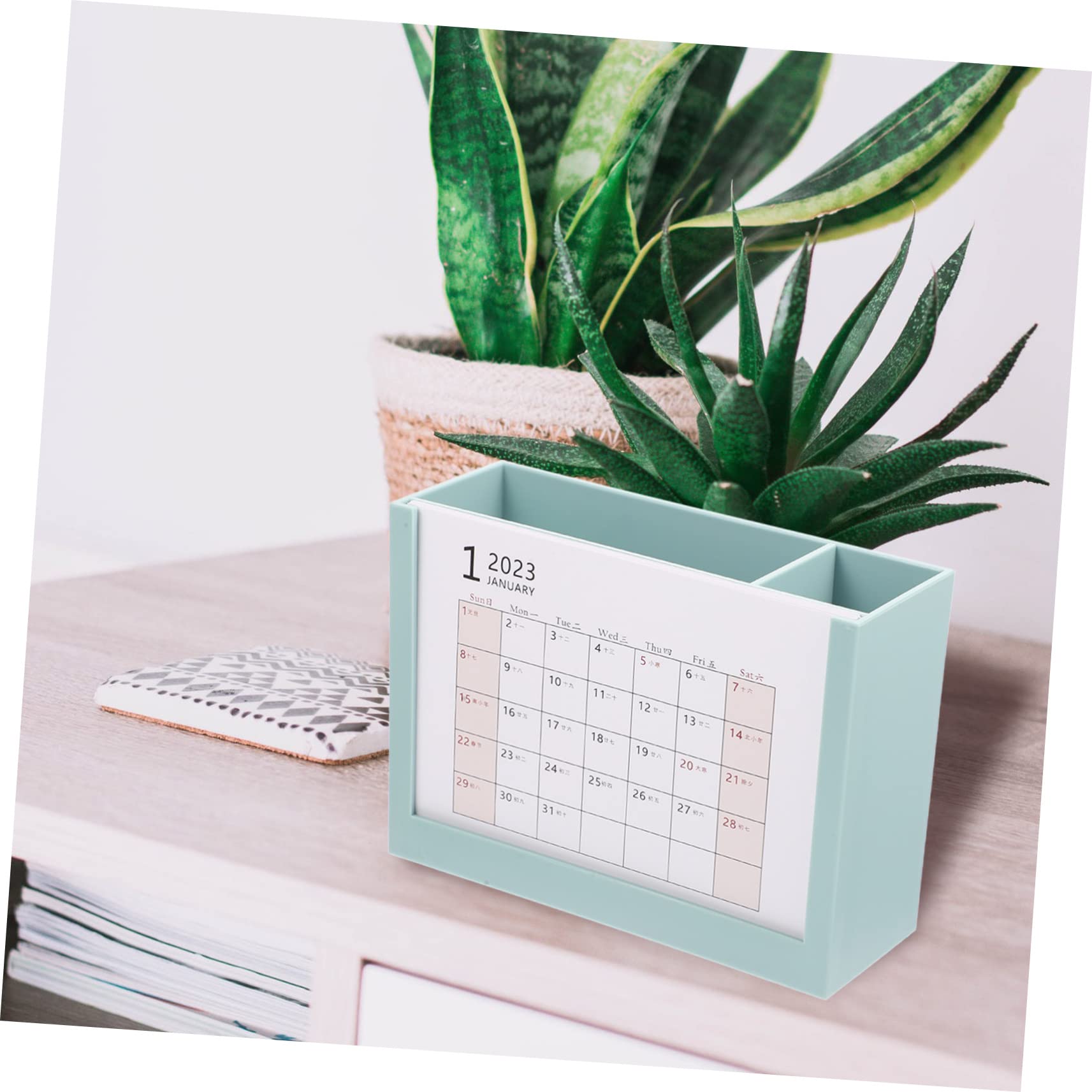 Lurrose 4 Stück 2023 2023 Stifthalter-Tischkalender Schreibtisch-Container die Büro-Schreibtisch-Dekoration storage boxes aufbwahrungs-box kalender einfacher Tischkalender p.s