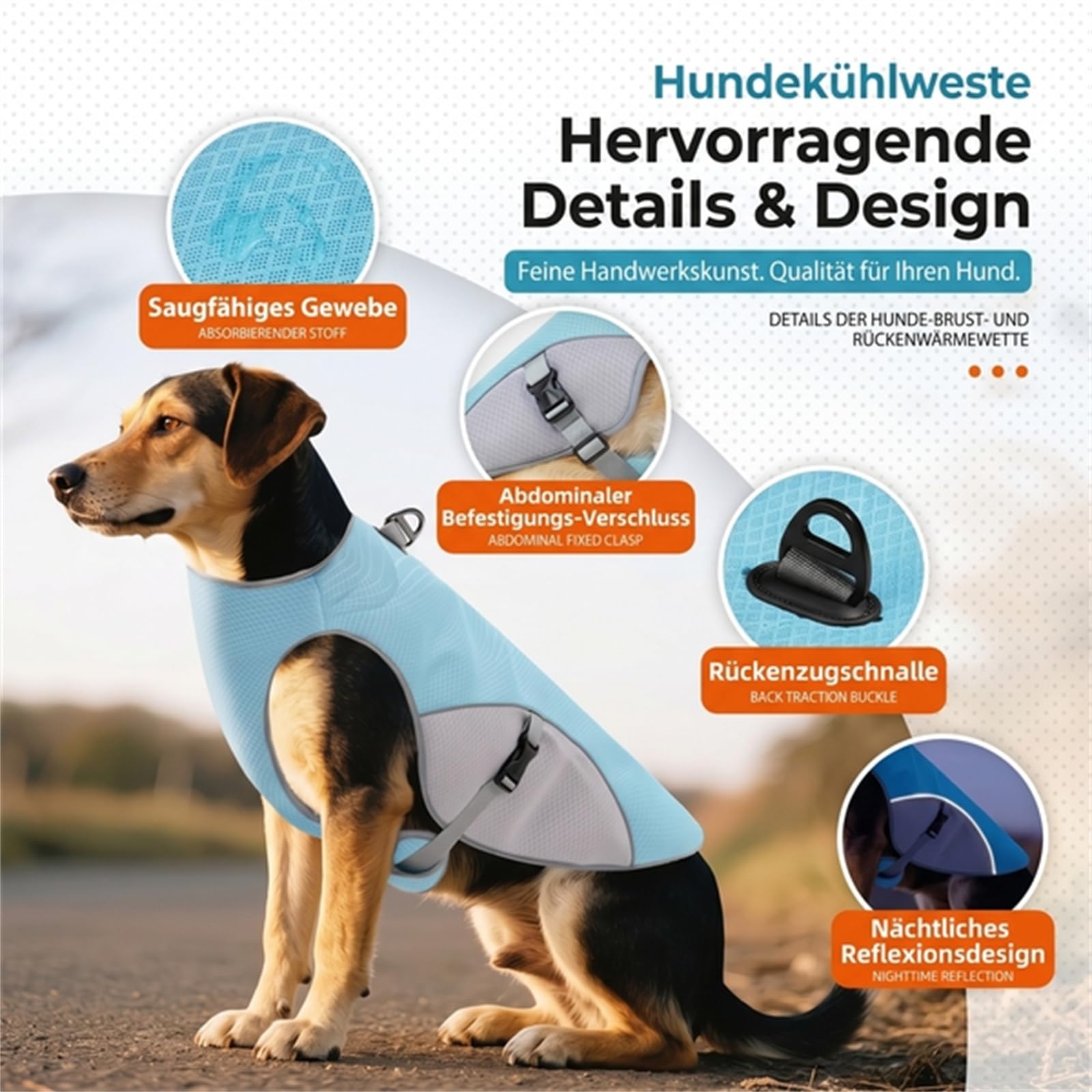 Truepet Kühlweste für Hunde Sommerweste für Outdoor und Training | Verdunstungskühlung für warme Tage mit leichtem Sitz reflektierenden Details und Bewegungsfreiheit im Freien