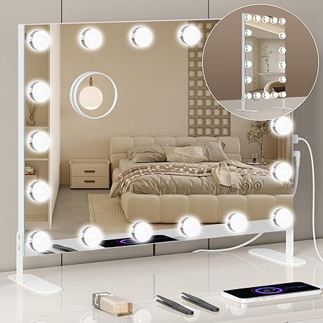 Vanity Mirror Illuminates with 18 LED Bulbs for the Ultimate Hollywood Look