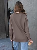 Vista 4 de LILLUSORY Suéter de punto de gran tamaño para mujer, ropa de otoño 2025, ropa de tela, cuello en V, botones frontales, tops casuales de moda