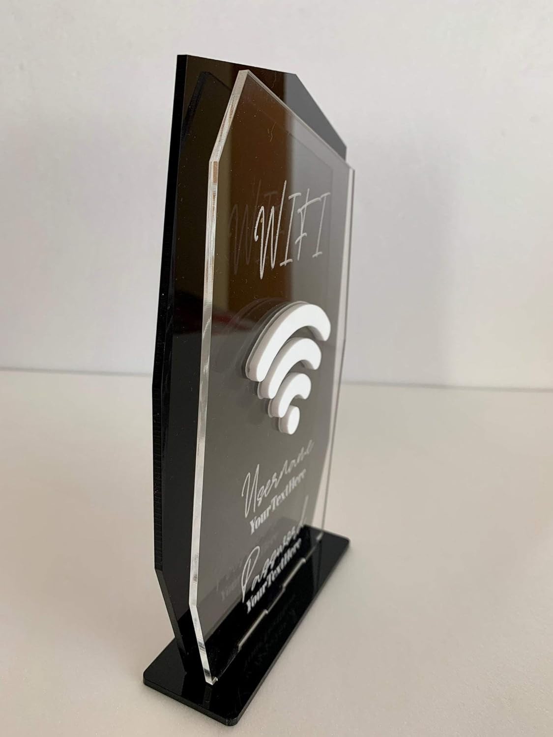 Personalized WiFi Sign, Guest Wi-Fi Signage, Password Network Username, Internet Custom Information, Coffee Bar Restaurant Hotel, Salon Signs, Office Decorations, Modern Freestanding Table Sign