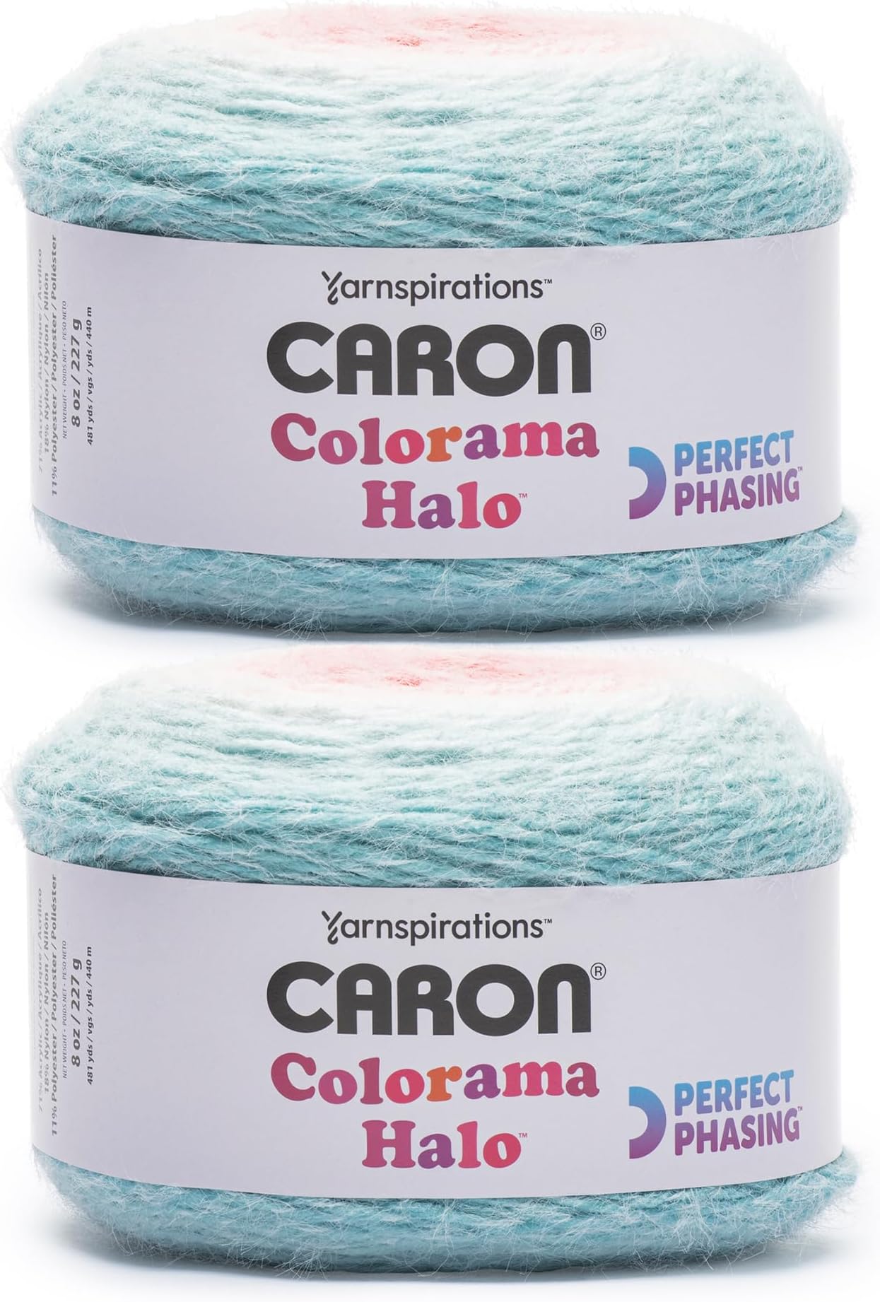 Caron Colorama Halo Cake Rose Garden Yarn - 2 Pack of 8oz/226.79g - 71% Acrylic,18% Nylon,11% Polyester - #5 Bulky - 60 Yards for Knitting, Crocheting & Crafts