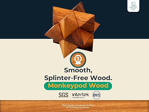 Miniatura 2 de BSIRI Juegos para adultos, regalos de cubo de estrellas de madera, juego de rompecabezas de rompecabezas de la lógica juegos para niños y