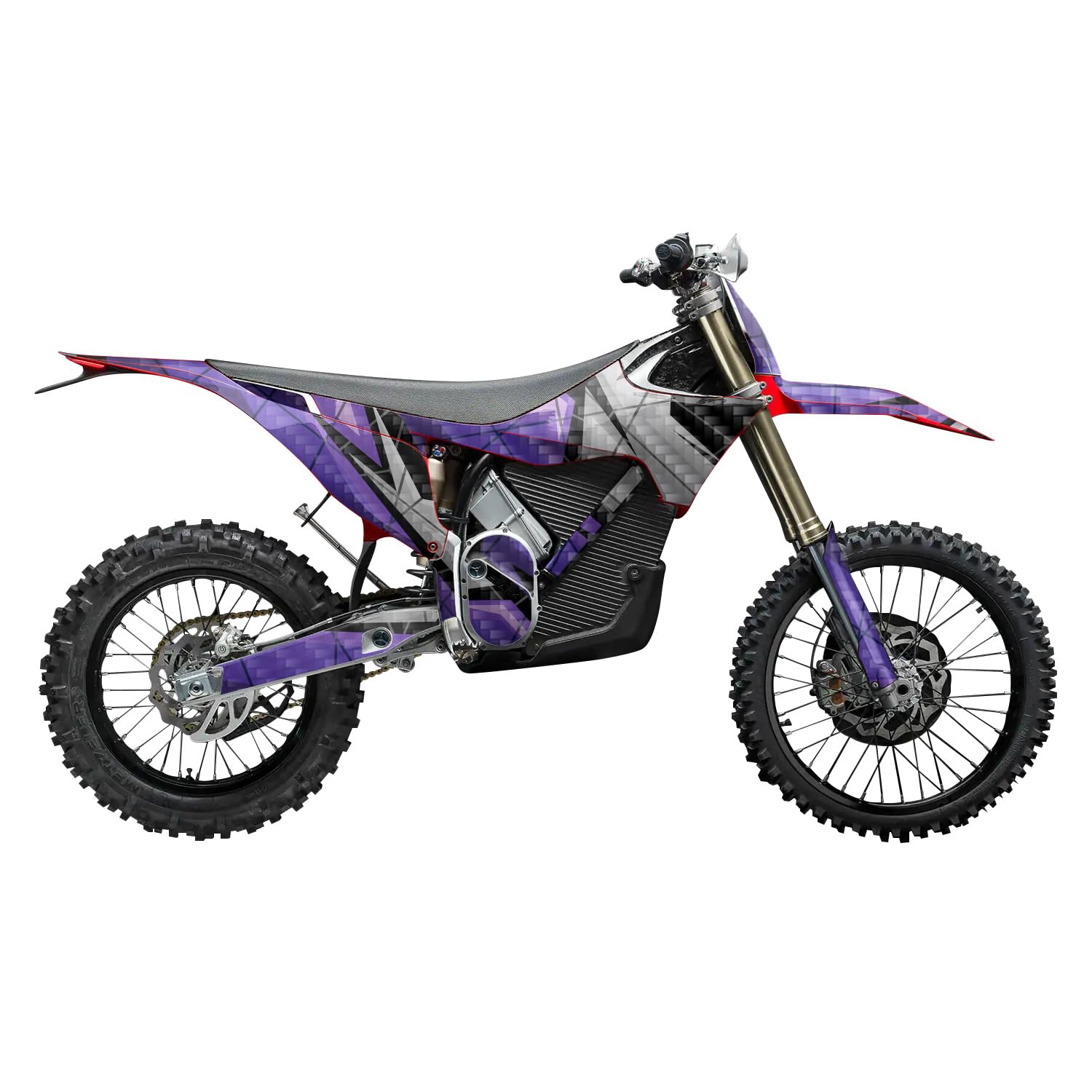 Carbon Fiber Stark Varg MX 2023-2025 Graphics Kit Wrap - Polygon Grunge Purple - Varg MX Skin - Premium 3M Vinyl Protective Wrap Decal Cover - Easy to Apply | Crafted in The USA by MightySkins