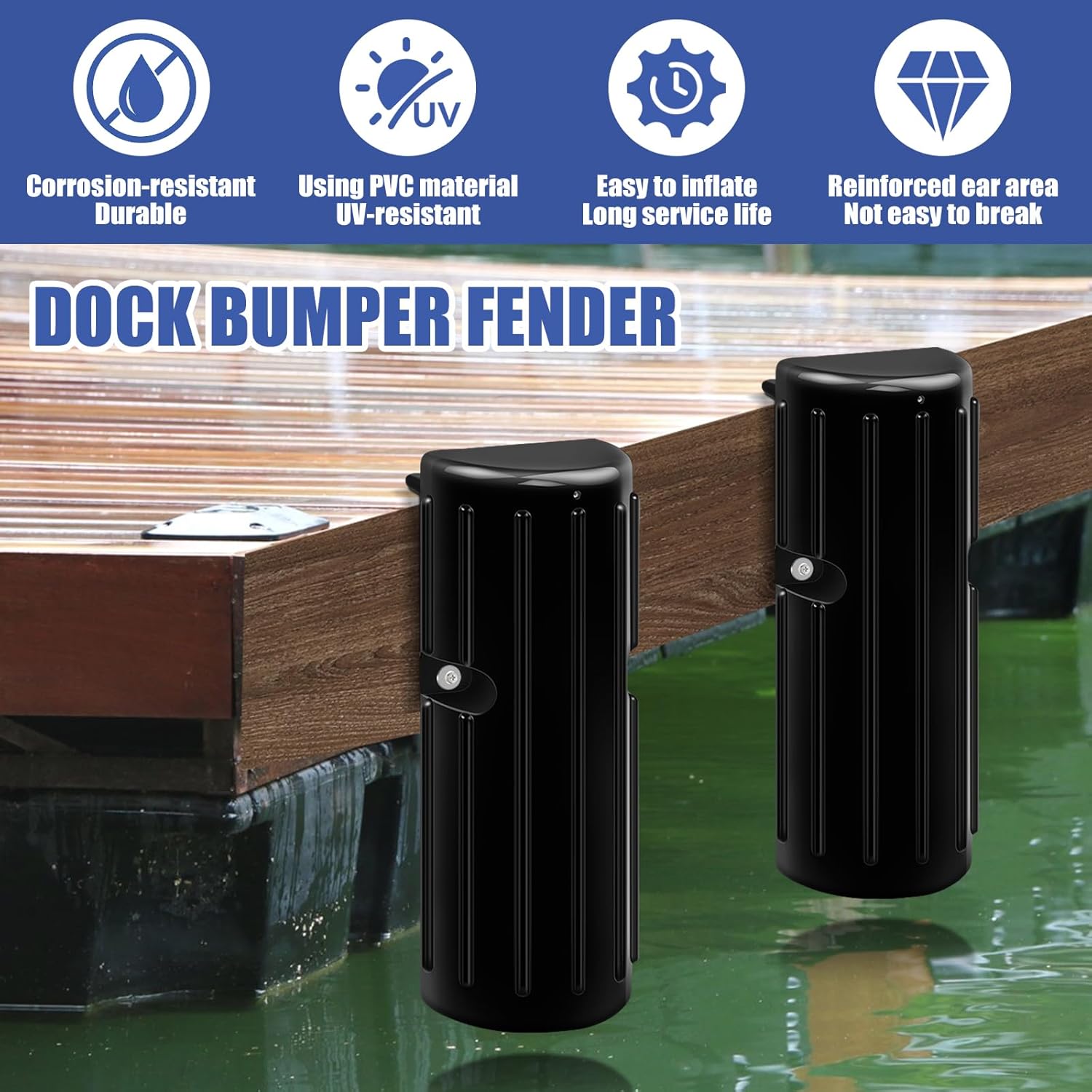 Dock Bumper Fender, Inflatable Protection - Heavy Duty Boat Dock Bumpers, Protect Docks & Ships from Damage Caused collisions