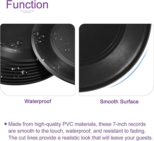 Miniatura 4 de DMiotech Paquete de 12 discos de vinilo negros en blanco de 7 pulgadas para la pared del hogar, decoración independiente, CD de vinilo decorativo,