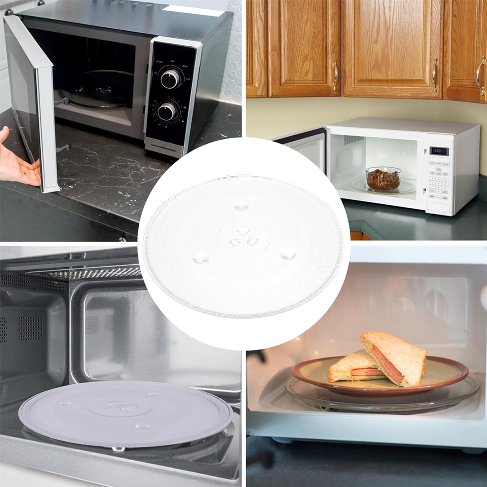 VILLCASE Bandeja Giratoria Fácil Instalación y Limpieza de Vidrio para Microondas, Plato de Repuesto Resistente al Calor para Uso en Microondas