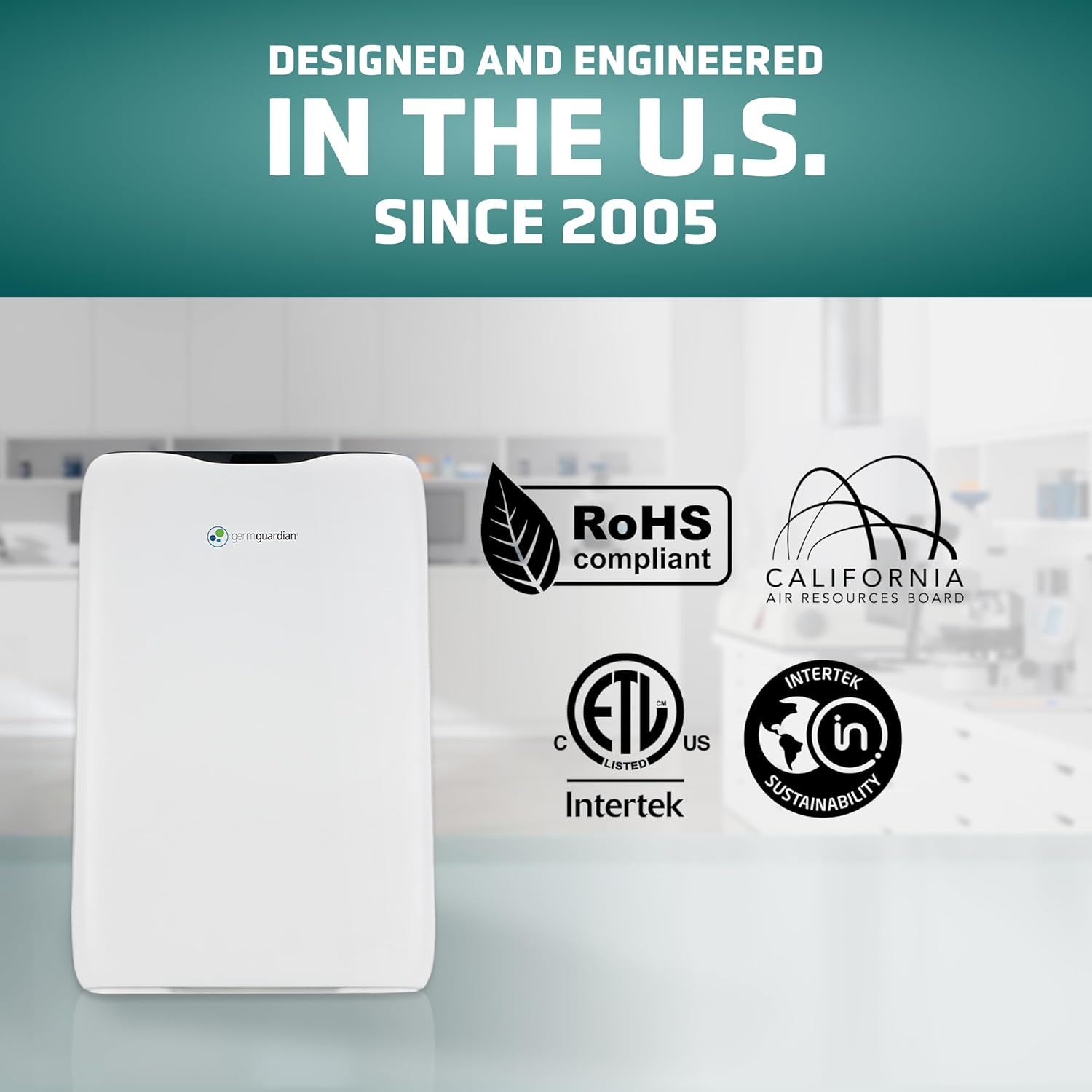GermGuardian 3-In-1 HEPA Air Purifier for Home, 728 Sq. Ft. Rooms, with HEPA Air Filter, Deodorizer & Optional Ionizer, AC5600WDLX, White