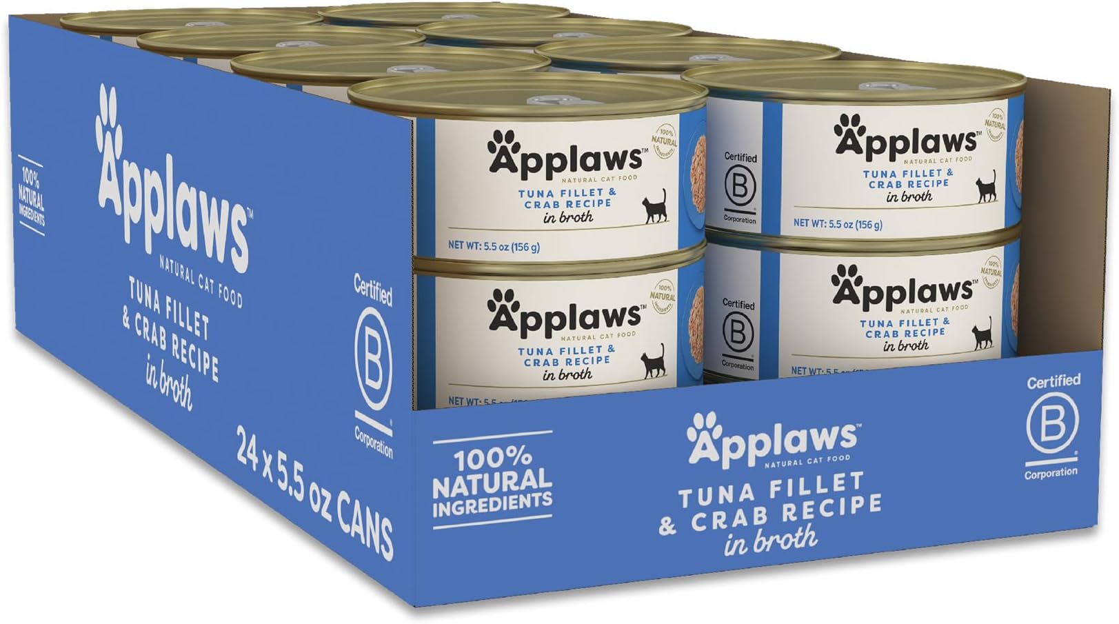 - Natural Wet Canned Cat Food, Limited and Natural Ingredients, High Protein with No Artificial Additives, Tuna Fillet & Crab in Broth (24 x 5.5oz Cans)