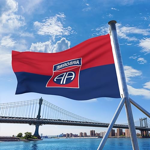 Miniatura 9 de Bandera del Ejército de los Estados Unidos 82 División Aerotransportada Bandera de 5 x 8 pies, poliéster duradero de doble cara, divertida pancarta