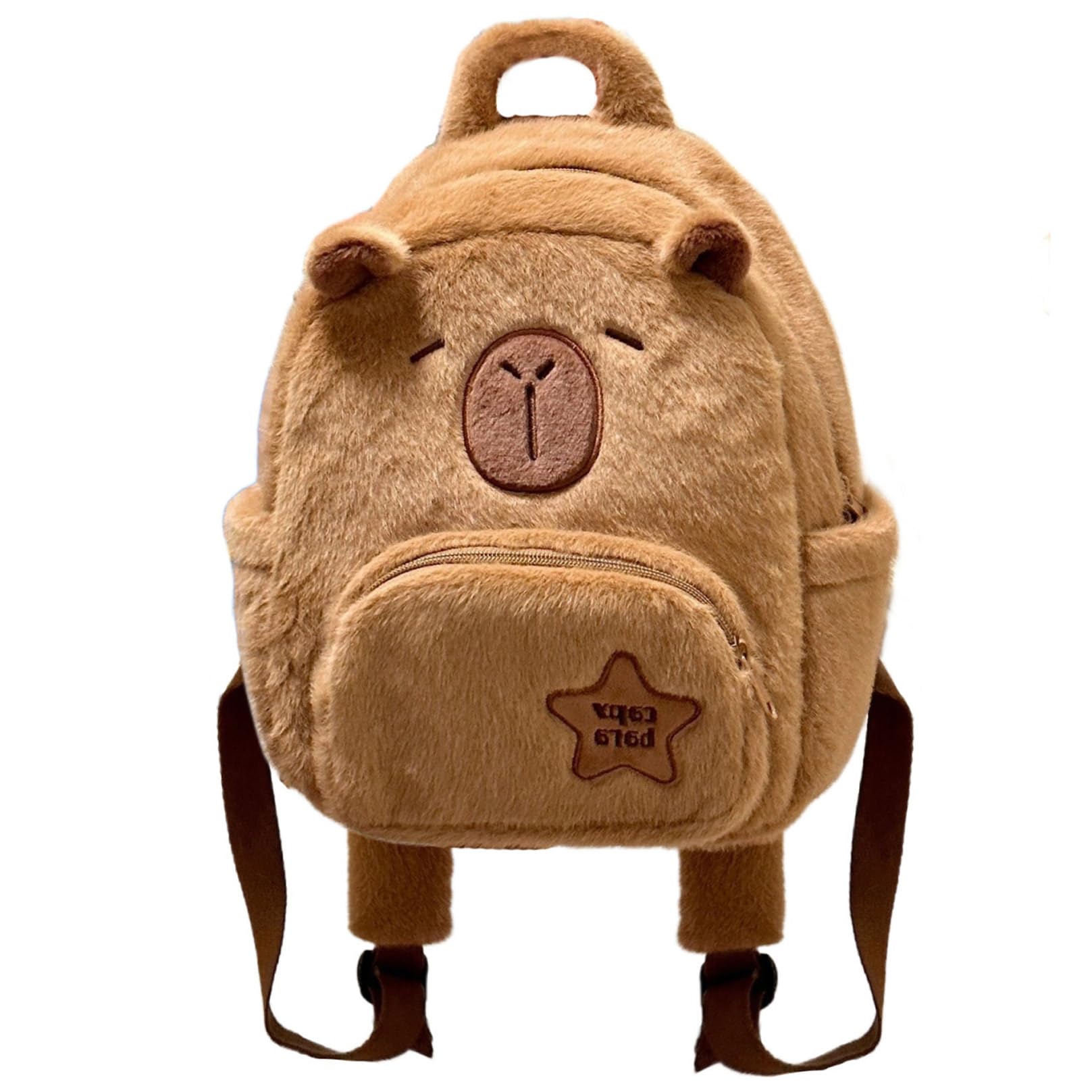 e-super Capybara Furry Backpack for Kids Bookbag Animals Plush Travel Bag Multifunction Shoulder Casual Bag (capybara2)