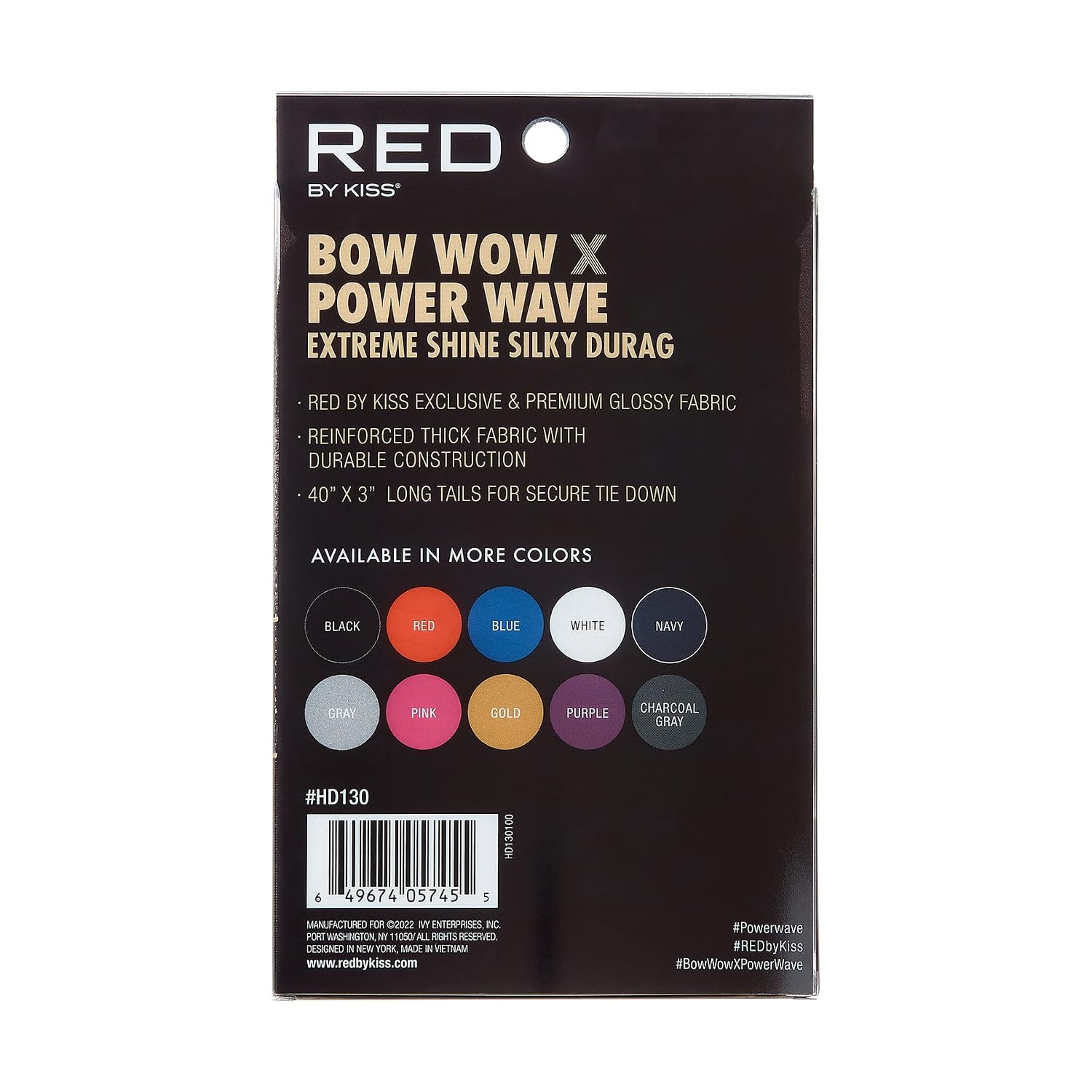 RED by Kiss Bow Wow X Power Wave Extreme Shine Silky Durag for Men Waves Silky Doo Rag (Charcoal Gray)