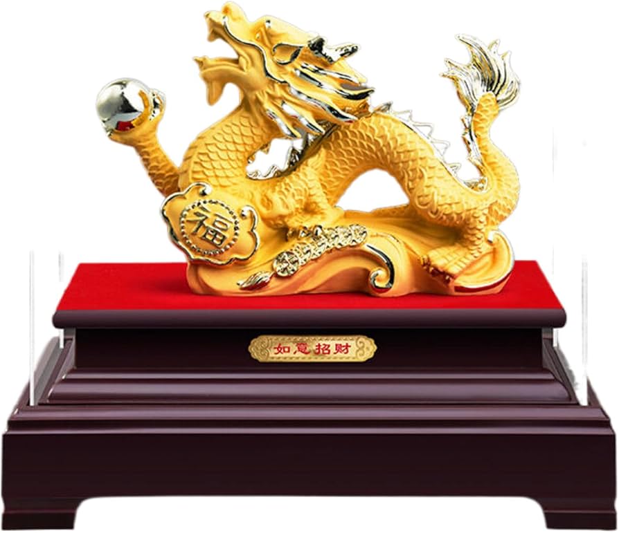 Amazon.com: RWSEFK 如意招财龙27*16 * 29cm/绒沙金祥龙Dragon