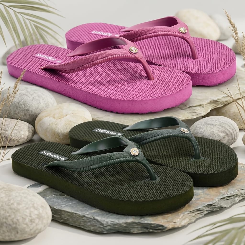 Hawai Slipper Soft comfortable and stylish flip flop slippers for Women Combo Multicolor (pack of 2)-image-23