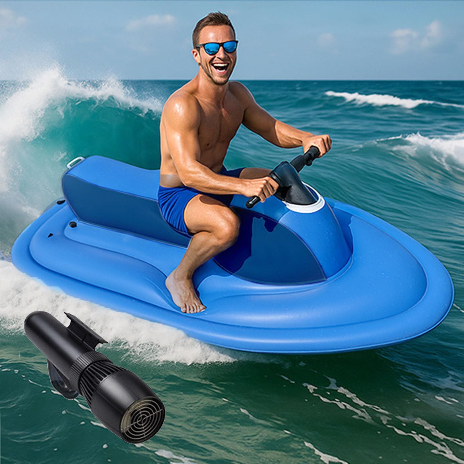 Lancha inflable para 2 adultos, lancha motora de capacidad de 485 libras con diseño de seguridad de doble aleta, 10 velocidades (7 km/h máximo), 130 minutos de tiempo de funcionamiento, ideal para
