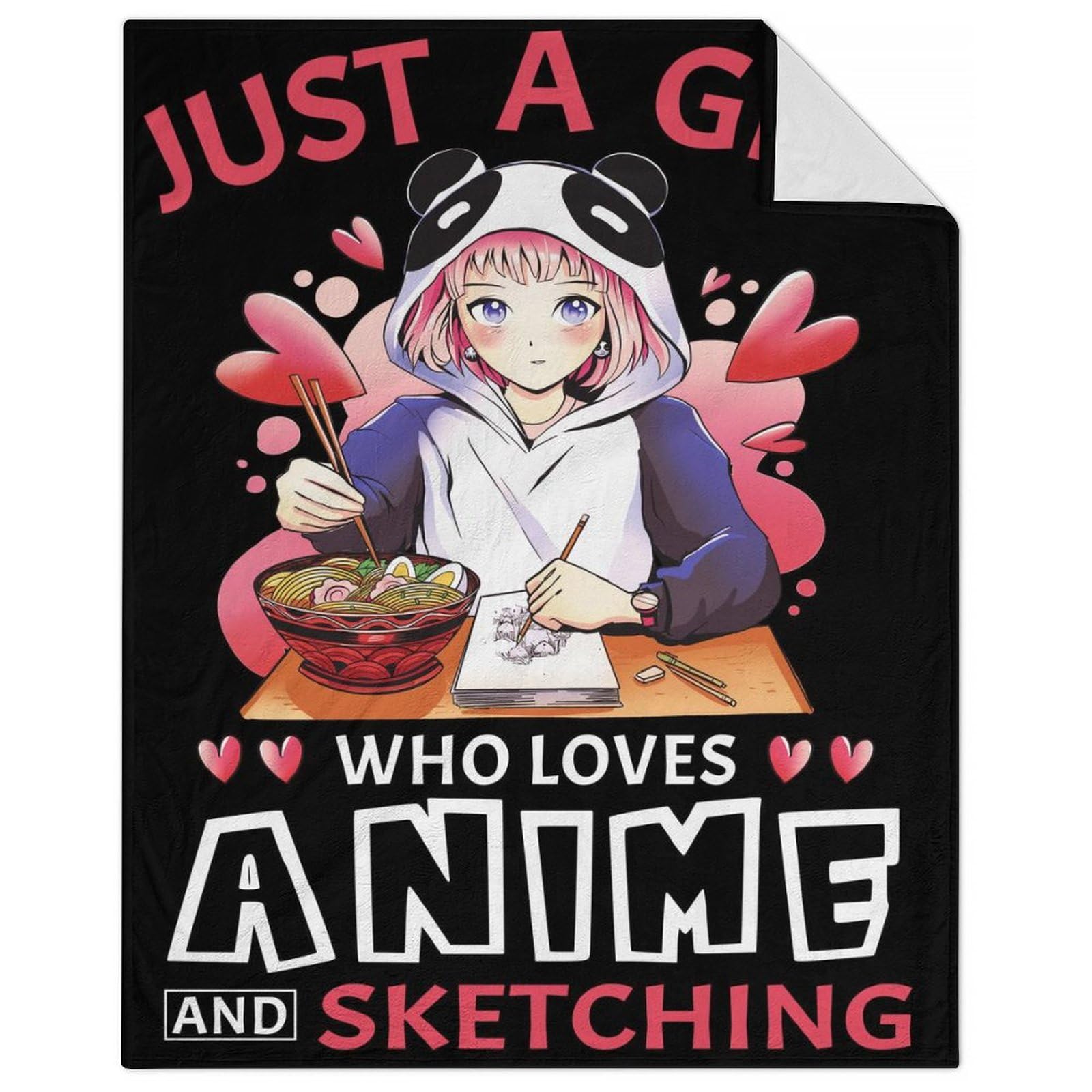 PoshWrap Anime Throw Blanket - 40x50 Inches Crib Size Blanket for Baby, Kids - Soft Fluffy Blankets for Bed, Couch, Sofa - Black Aesthetic Fuzzy Throws Gift