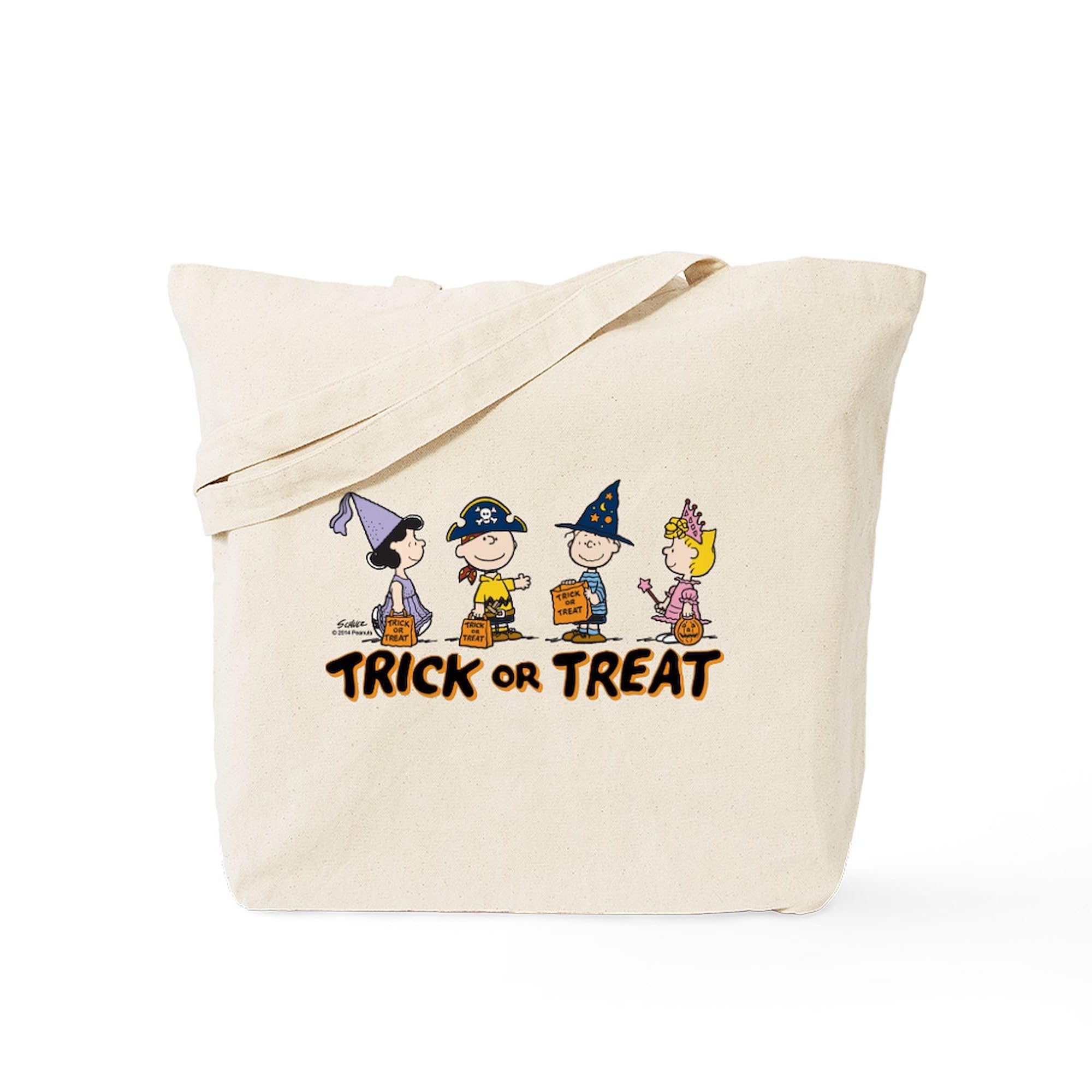 CafePress Peanuts Trick Or Treat Reusable Natural Beige Canvas Shopping Bag