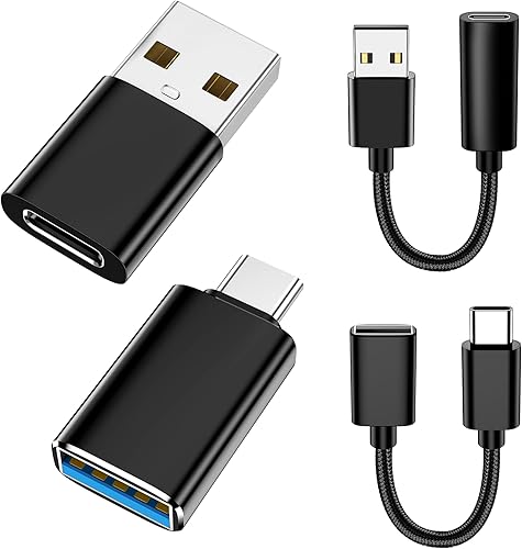 xiwxi Paquete de 4 USB-C a USB-A y USB-A a USB-C Cable OTG, tipo C tipo A macho hembra adaptador SuperSpeed de transferencia de datos y carga rápida