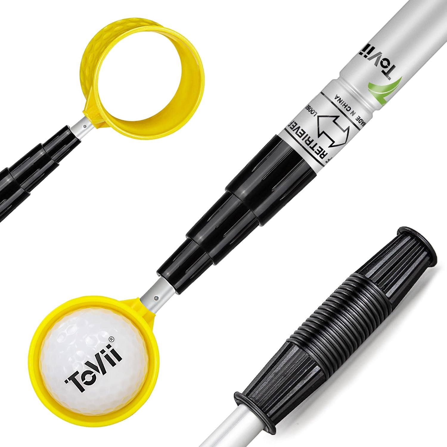 ToVii Golf Ball Retriever, 9ft 12ft 15ft 18ft Aluminum Alloy Shaft Golf Ball Retriever Telescopic with Premium Nylon Cup Ball Retriever Tool Golf Retriever, Golf Accessories Golf Gift for Men Women