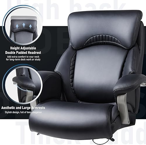 Miniatura 14 de COLAMY Silla de oficina con reposapiés retráctil, diseño ergonómico de respaldo alto, silla ejecutiva de escritorio para computadora con almohada