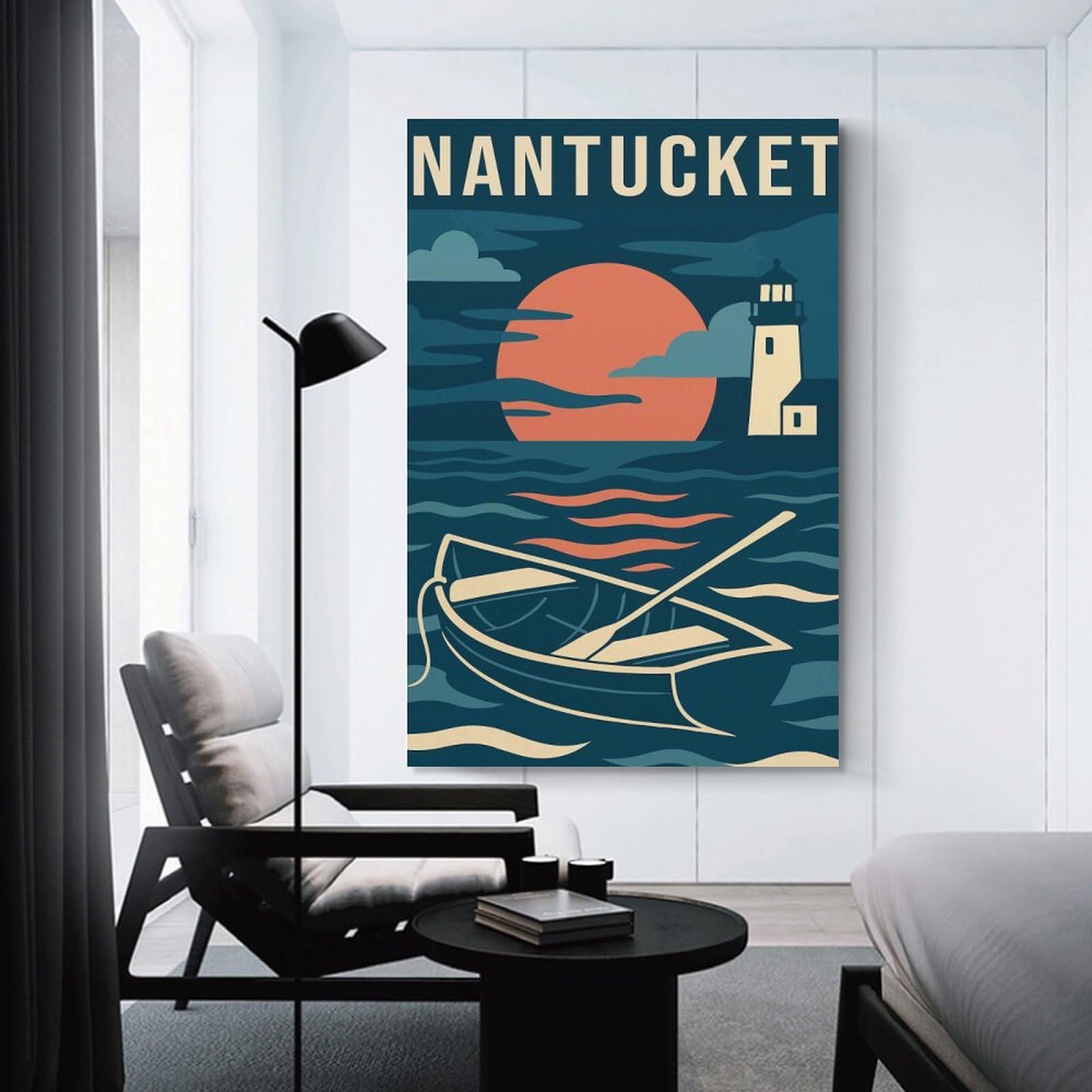 Junmoney The Nantucket Travel Home Decor Wall Art 12x18inch(30x45cm), for Restful Interiors, Bedrooms Or Small Rooms, A Warm Accent for Relaxed Interiors