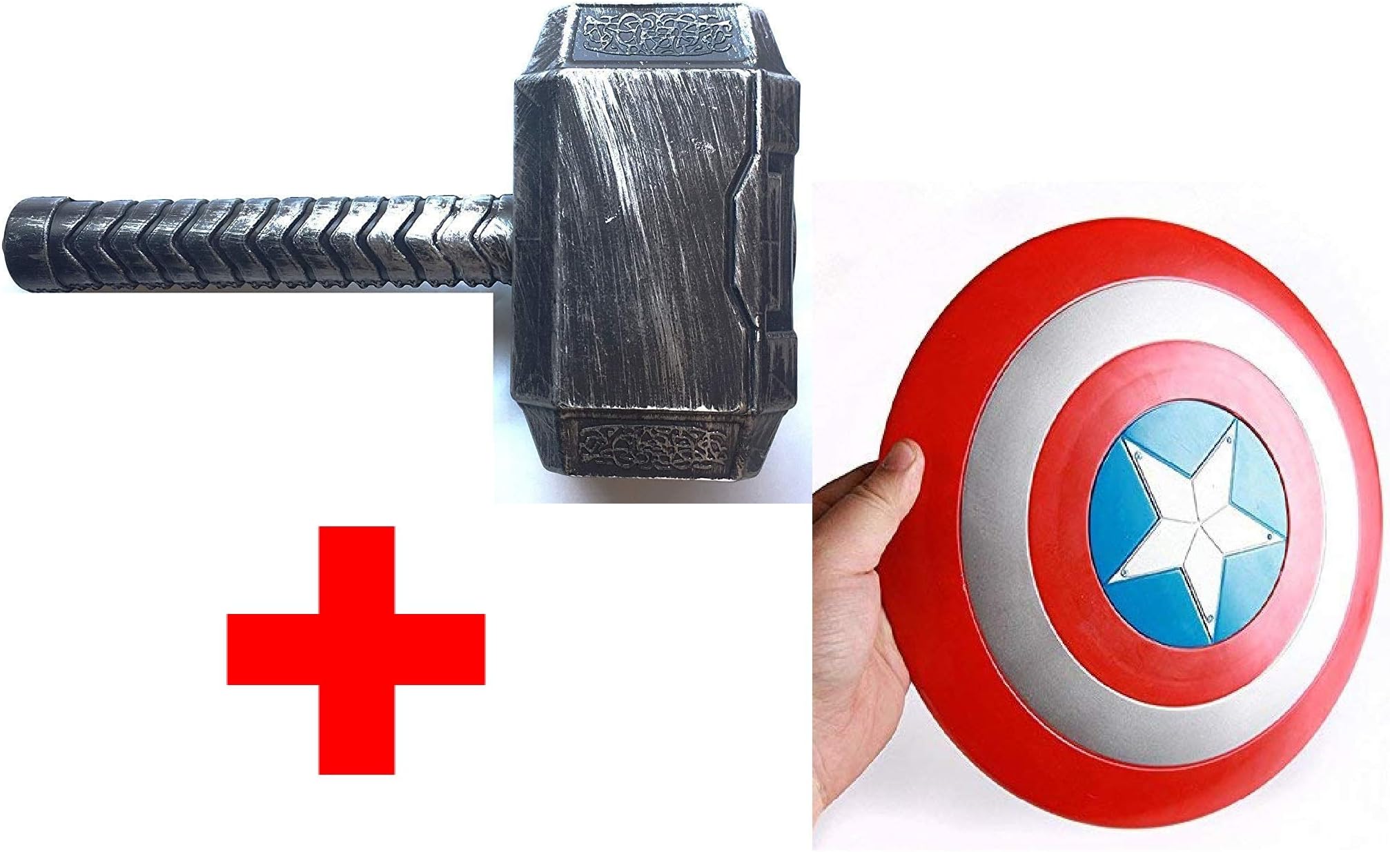 FAVELA Marvel Legendary Shield and Hammer of Captain America 32 cm and Thor for Costume Parties, Cosplay and Dress Ups