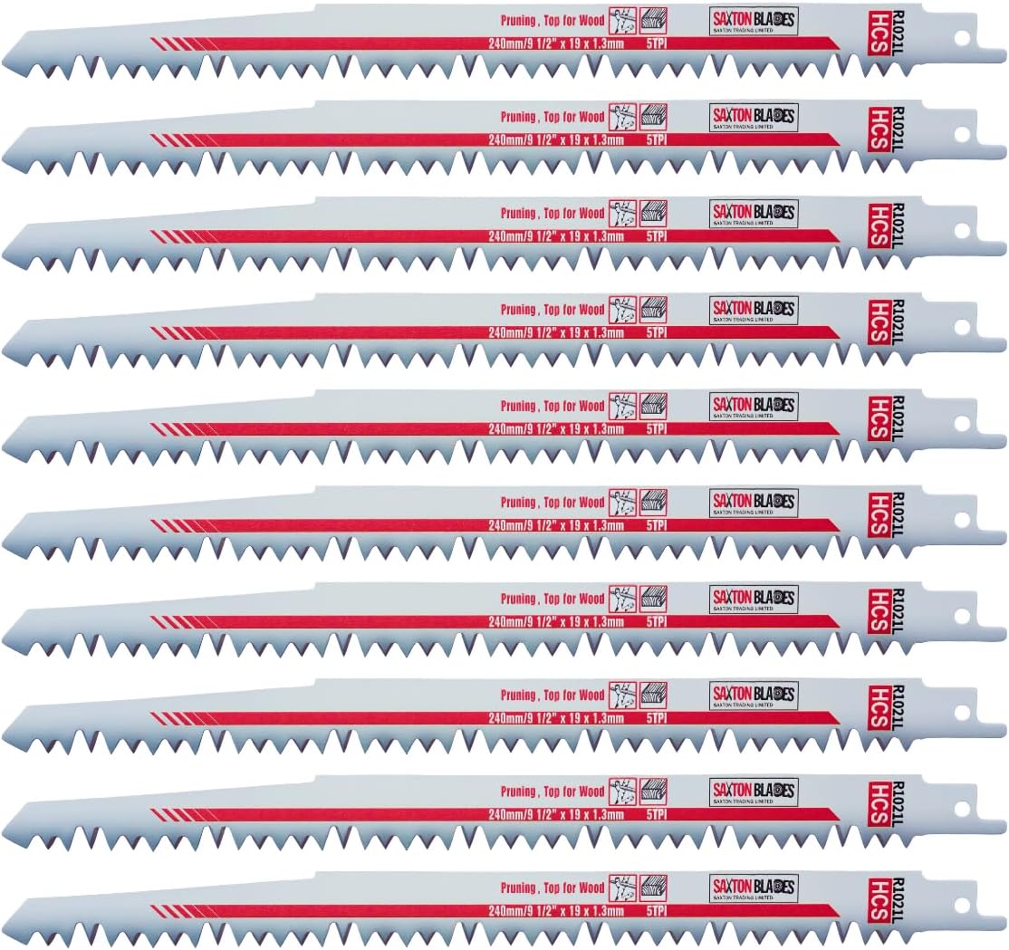 10x Saxton 240mm Reciprocating Sabre Saw Wood Blades R1021L fits Bosch, Dewalt Makita