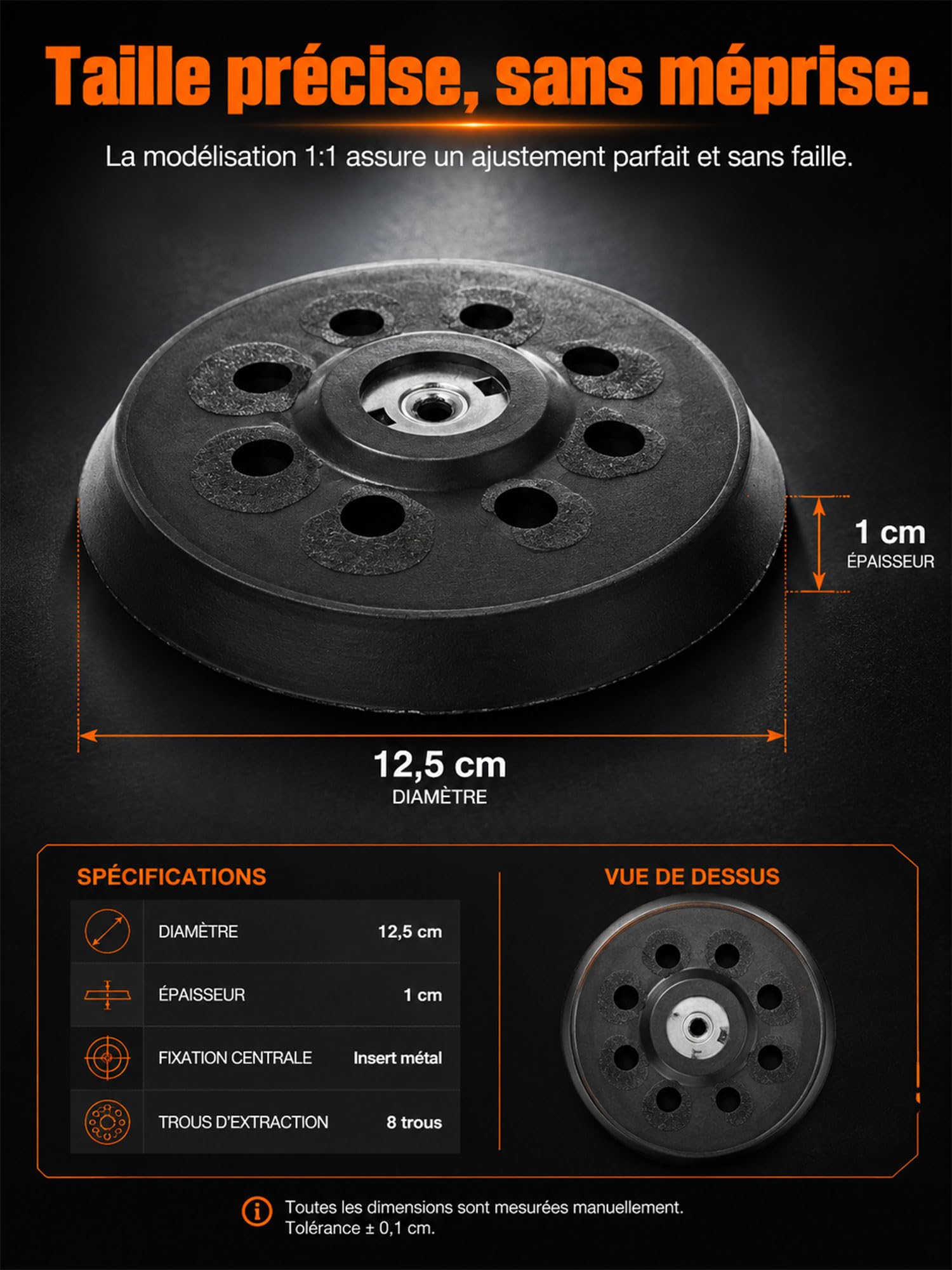 Bandeja de lijado de 125 mm para Metabo SXE 425 325, bandeja lijadora de 8 agujeros, repuesto 631220000
