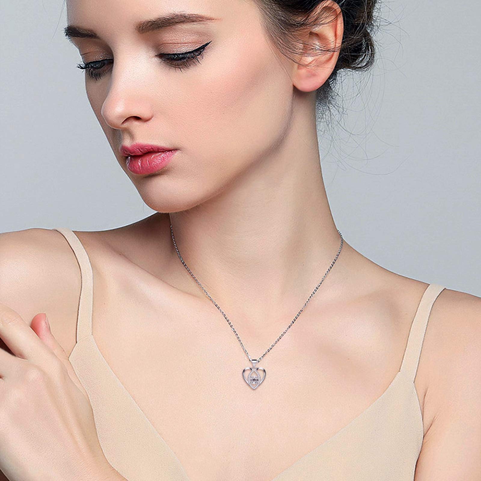 Jewlldeen Collane da donna Argento 925 Cuore Collanine Ciondolo Cuore Regali Regalo San Valentino per lei Amiche Moglie Mamma Amica Compleanno Gioielli Regali