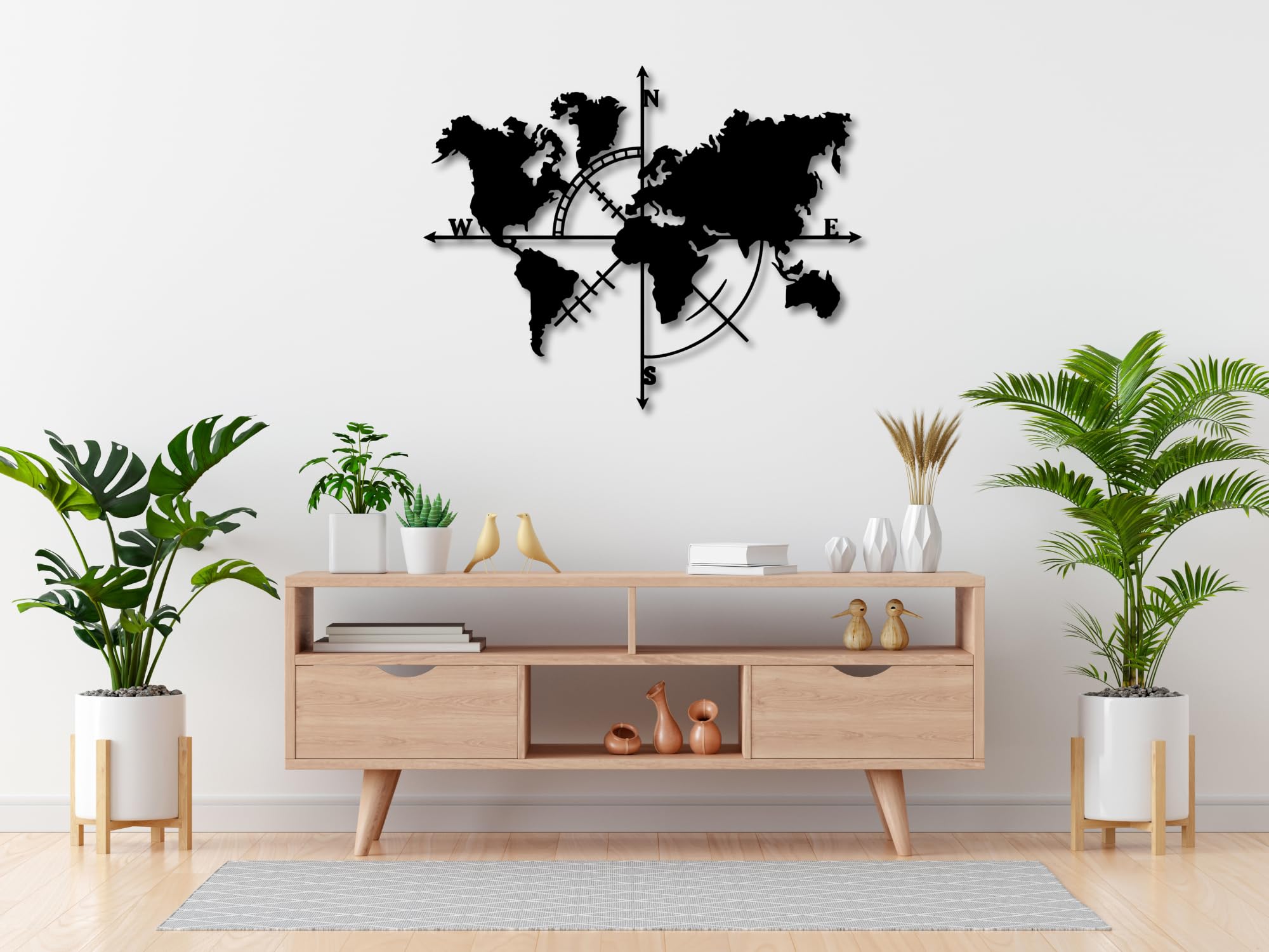 VAILLA ® wereldkaart afbeeldingen, kaart wanddecoratie, groot set van 3