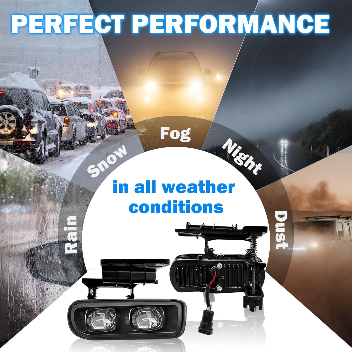 LED Fog Lights Assembly Fit For 1999-2002 Silverado 1500 2500/2001 2002 Silverado 1500HD 2500HD 3500/2000-2006 Tahoe Suburban 1500 2500 Fog Lamps