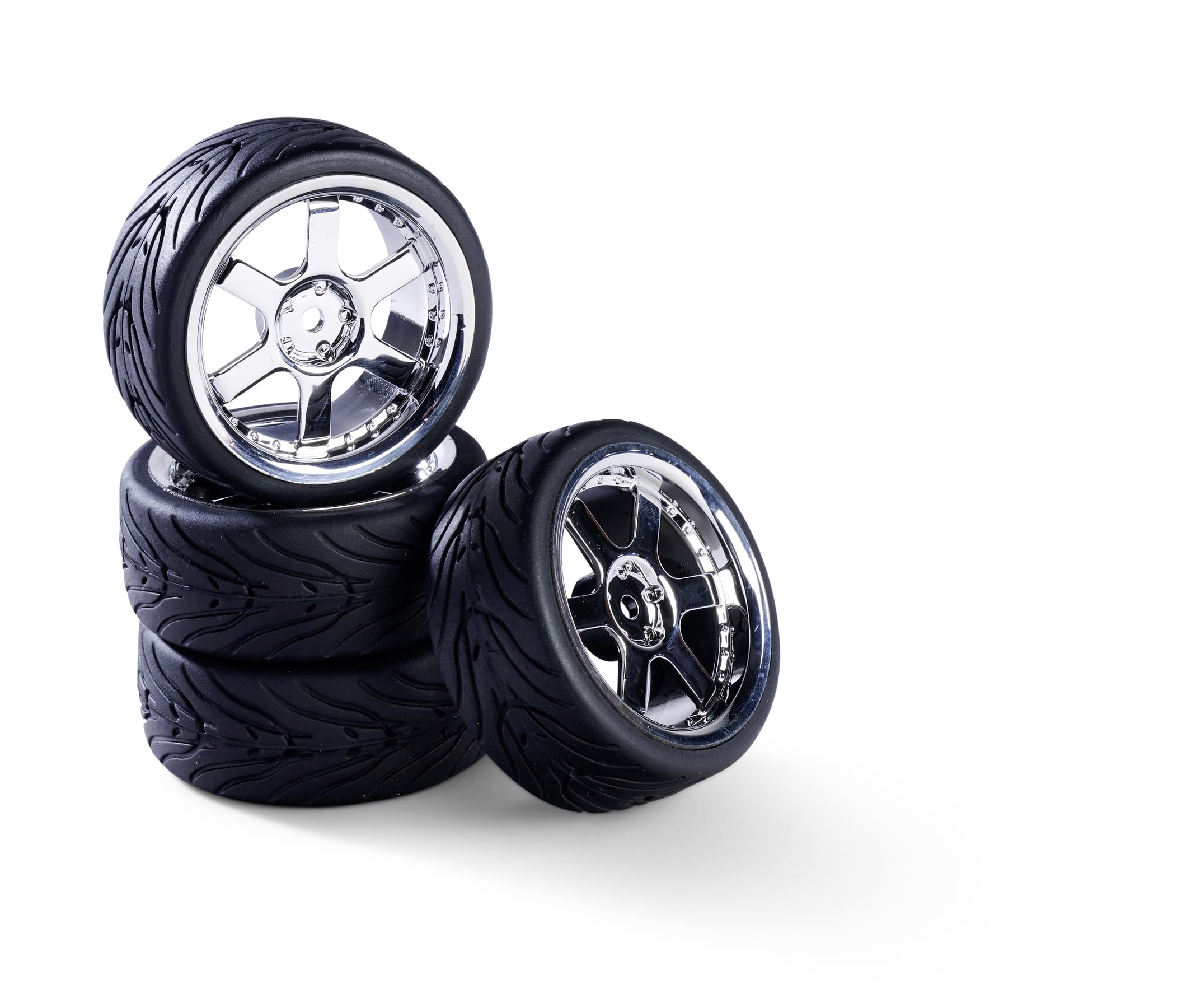 Carson 500900191 1:10 Wheel Set 6 Sp.-Design (4) Chrome Model Building Accessories, Spare Parts, Tuning, Tyres, Tyre Set