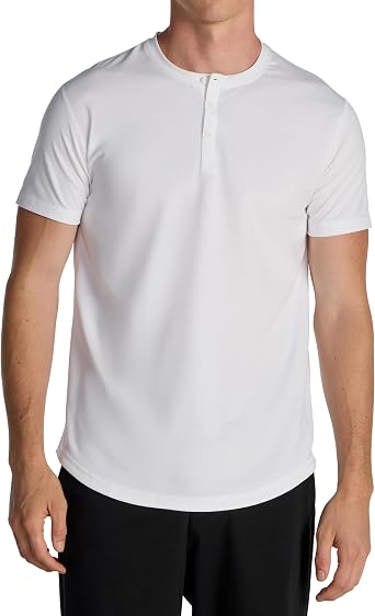 BYLT Drop-Cut Henley Shirts for Men, 3-Button Closure, Short Sleeve, Casual T-Shirt, Soft & Breathable, Wrinkle Resistant
