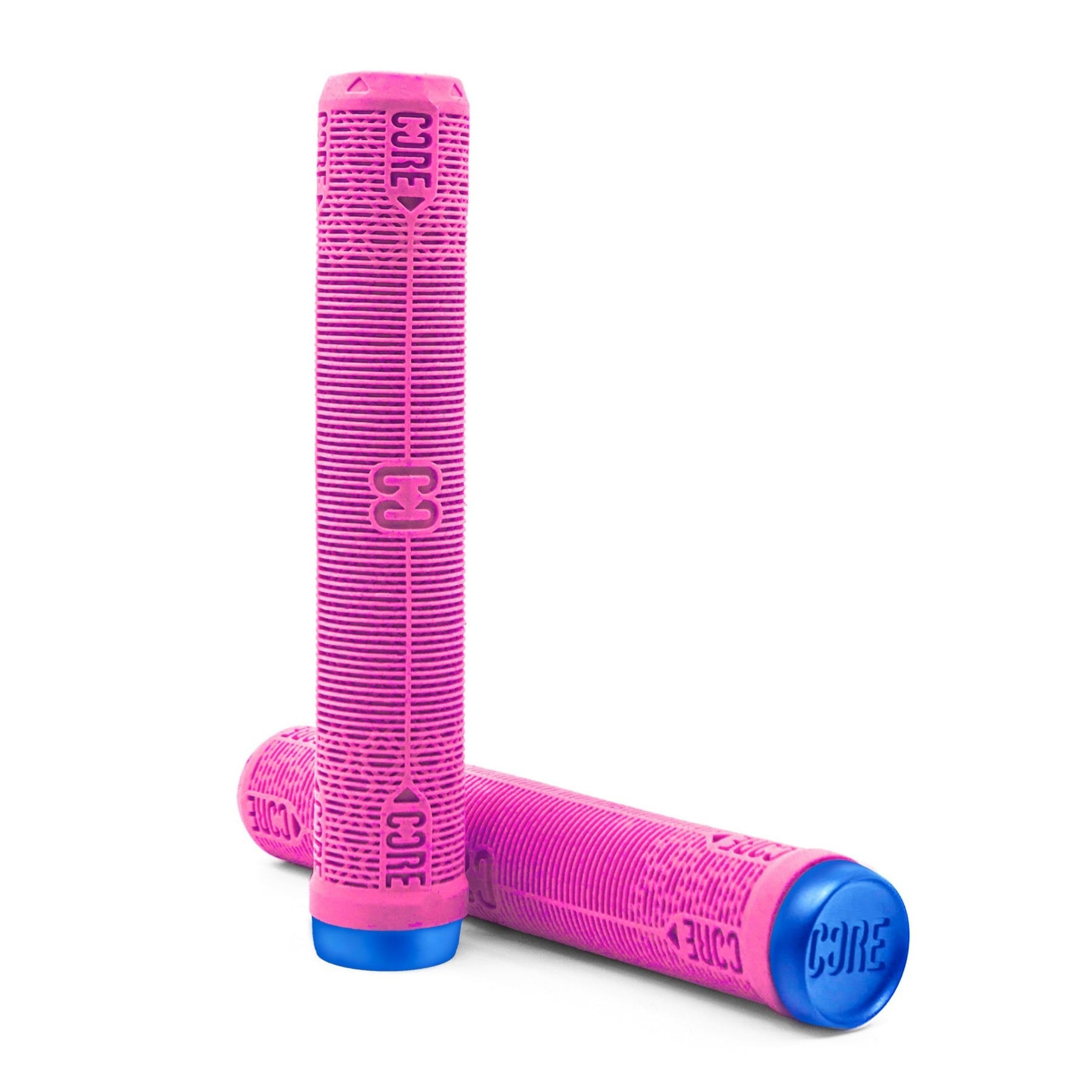 CORE Skinny Boy Handlebar Grips for Bikes & Scooters BMX Cycling Mountain Bike Soft Non Slip Longneck Bike Grips Bar Ends Included fits All Stunt Scooters BMX MTB - 170mm - Pink — image 1