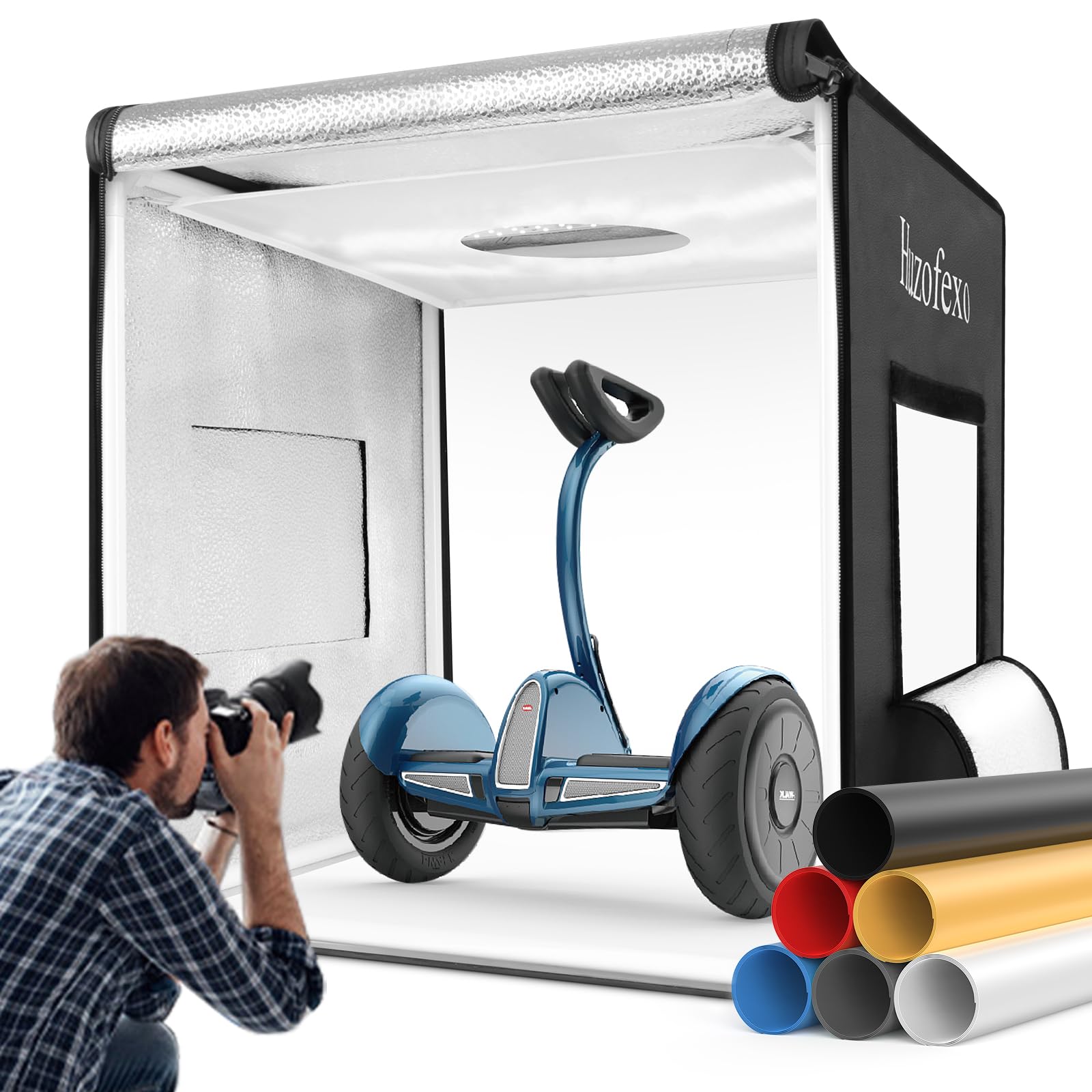 Caja de luz para estudio fotográfico, set de 80 x 80 x 80 cm, profesional, regulable, con luz LED CRI98, 6 fondos de colores, multiángulo para disparar
