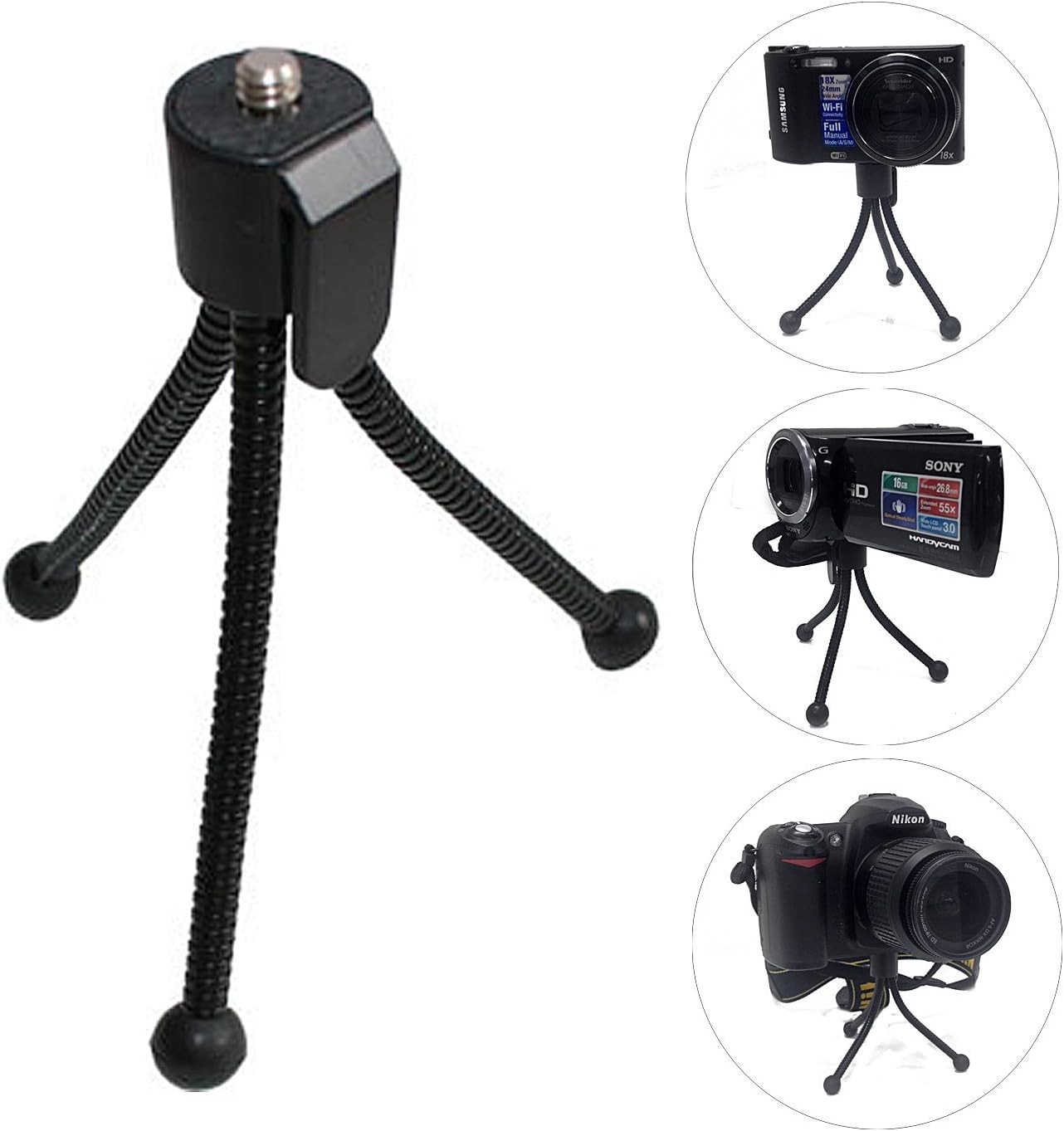 BlastCase 5 Inch Black Tripod for Flip Video Camera