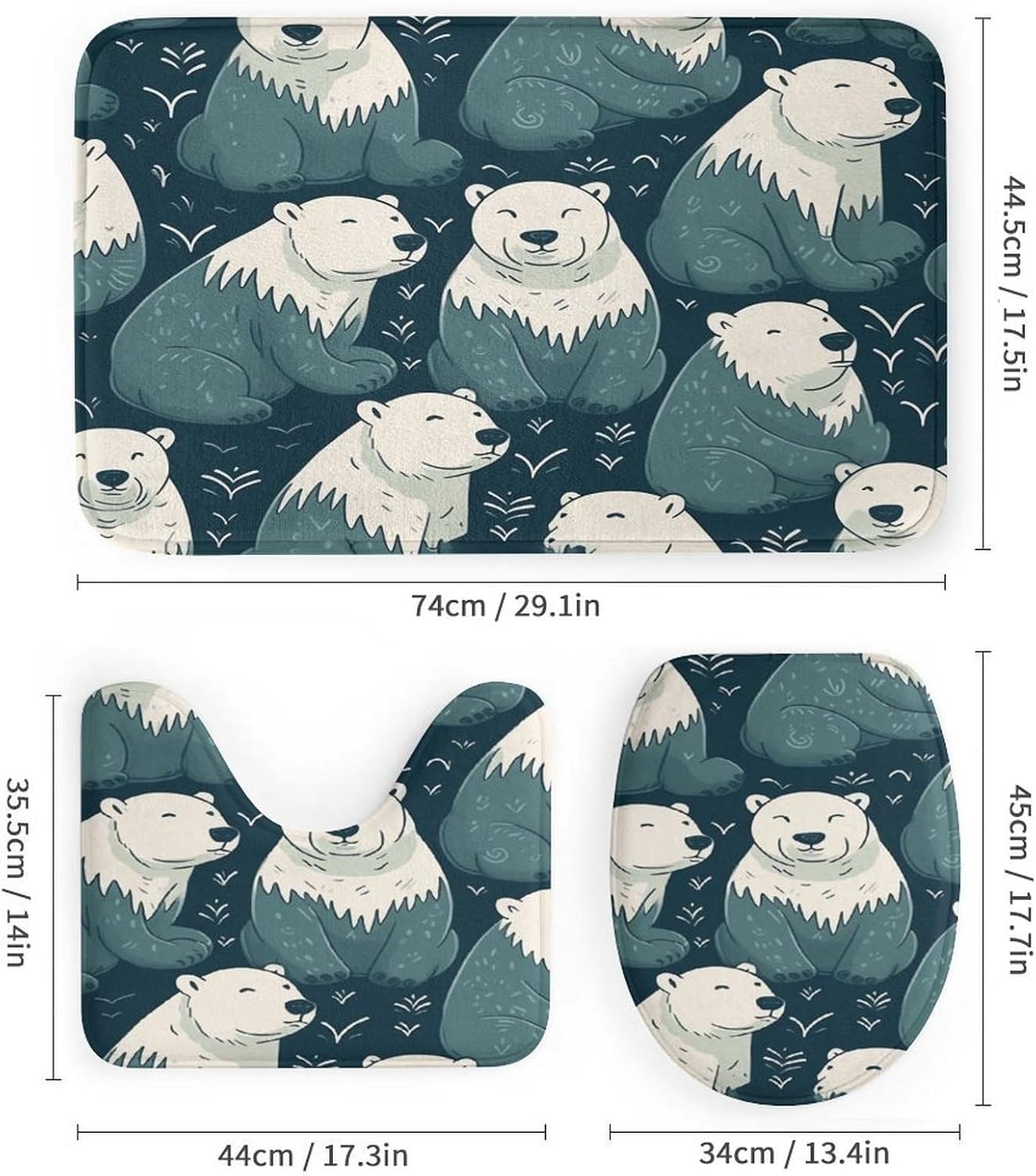 Four Piece Bathroom Set with Toilet Lid Cover and Non-Slip Rugs Minimalist Shower Curtain for Bathroom Set