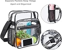 Vista 4 de Bolsa transparente aprobada para estadios, bandolera transparente con correa ajustable para conciertos, eventos deportivos Negro