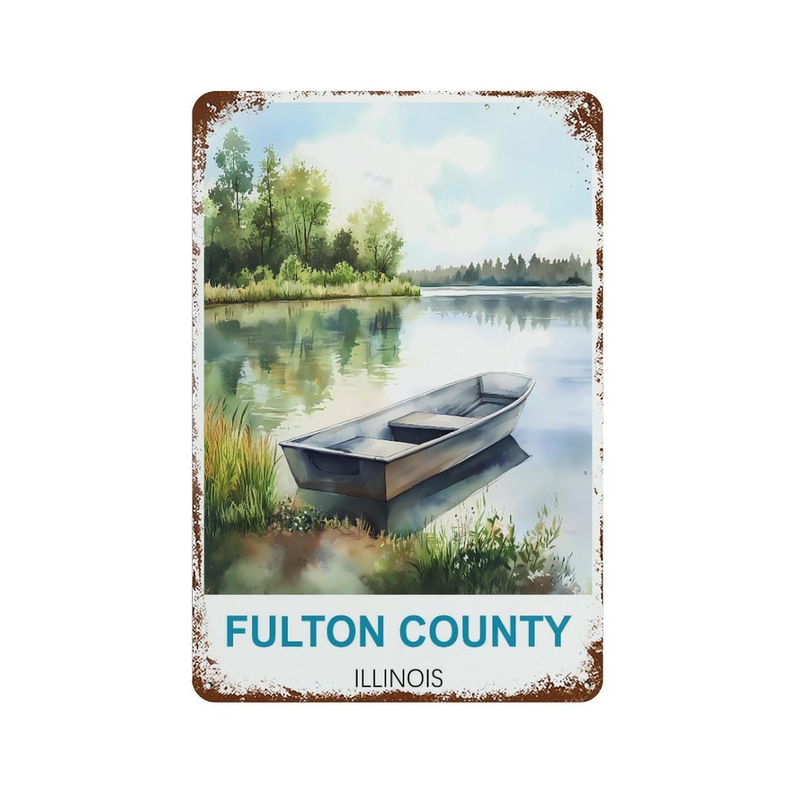 Fulton County Illinois Retro Design Tin Paintings Vintage Tin Sign 08x12inch(20x30cm) Wall Art for Home Office Bedroom Living Room Cafes Wall Decor