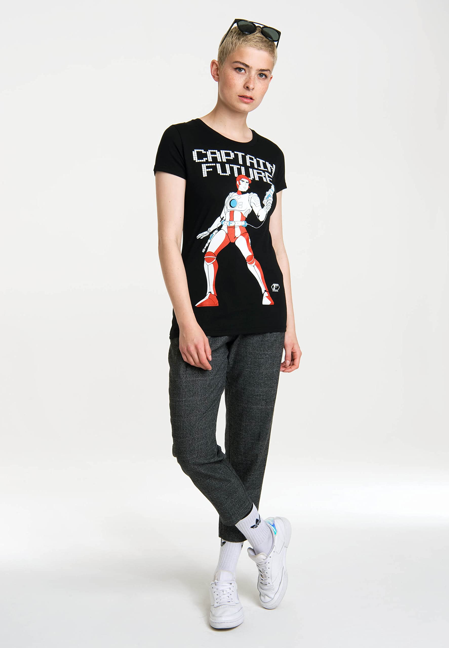 Logoshirt Fantascienza - Capitan Futuro T-Shirt Donna - Nero - Design Originale Concesso su Licenza